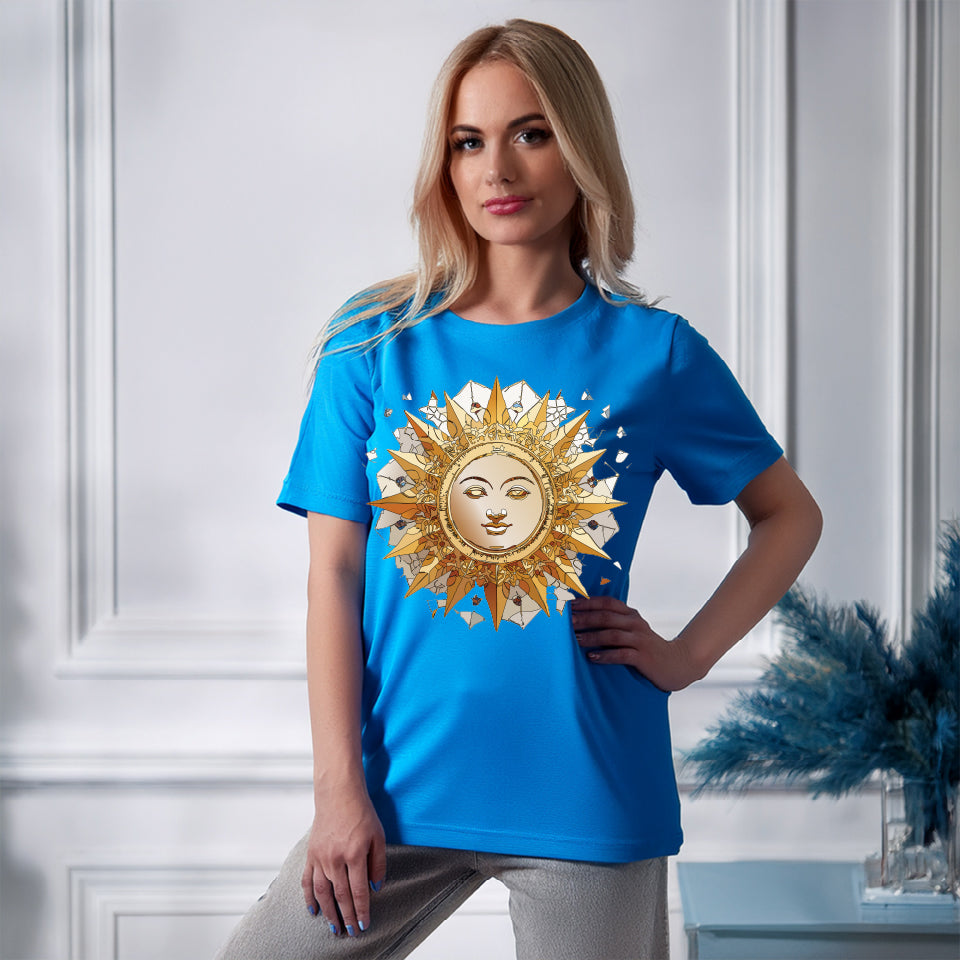 Sun Shirt, Shirt with Sun, Tee Shirt with Gold Sun