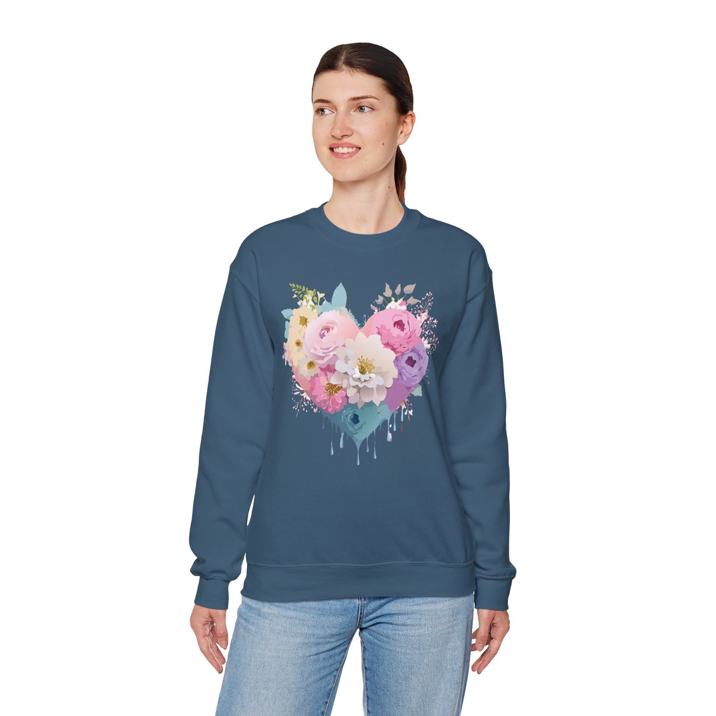 Floral Heart Sweatshirt, Floral Love Sweatshirt, Valentine's Day Sweatshirt, Heart Floral Sweatshirt
