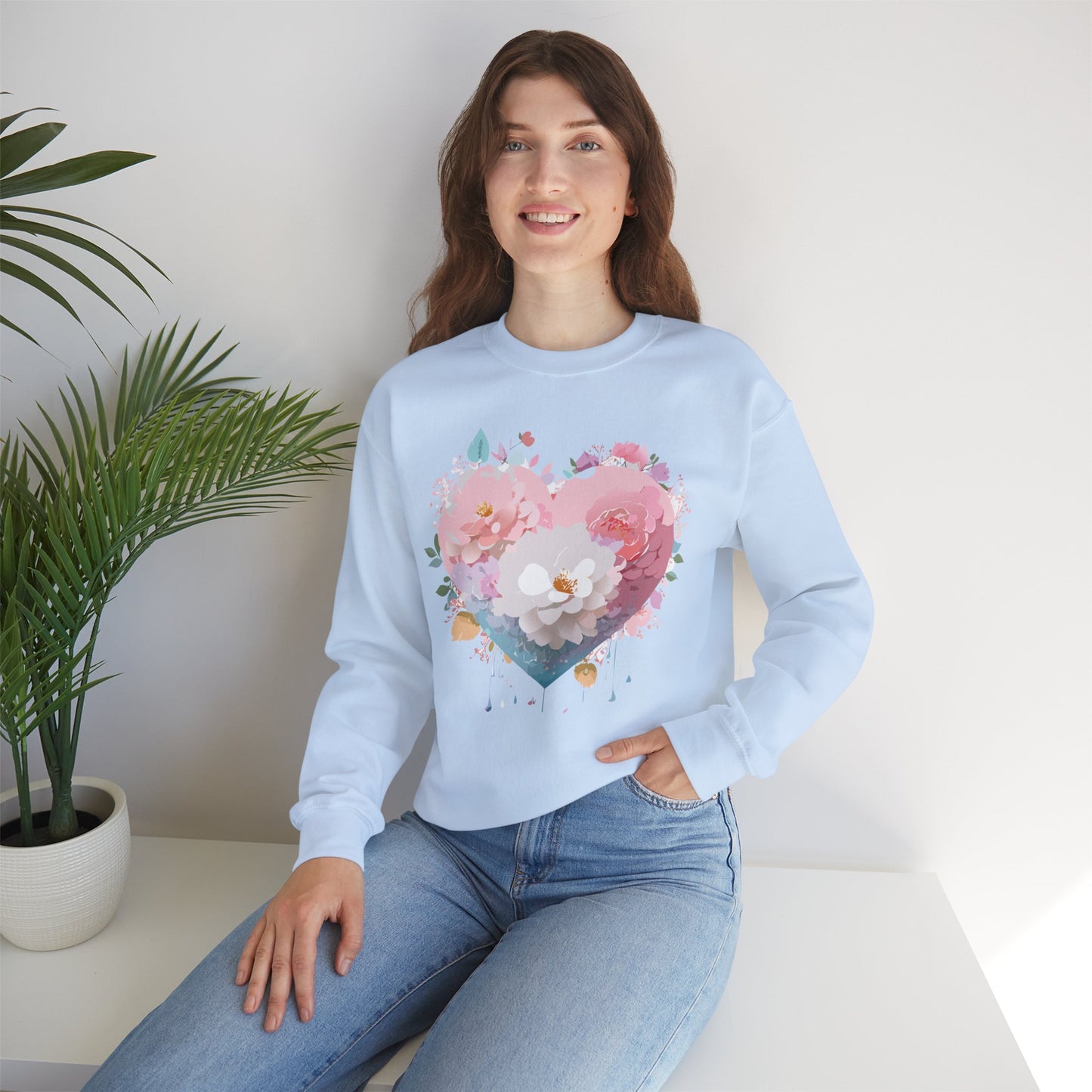 Floral Heart Sweatshirt, Floral Love Sweatshirt, Valentine's Day Sweatshirt, Heart Floral Sweatshirt