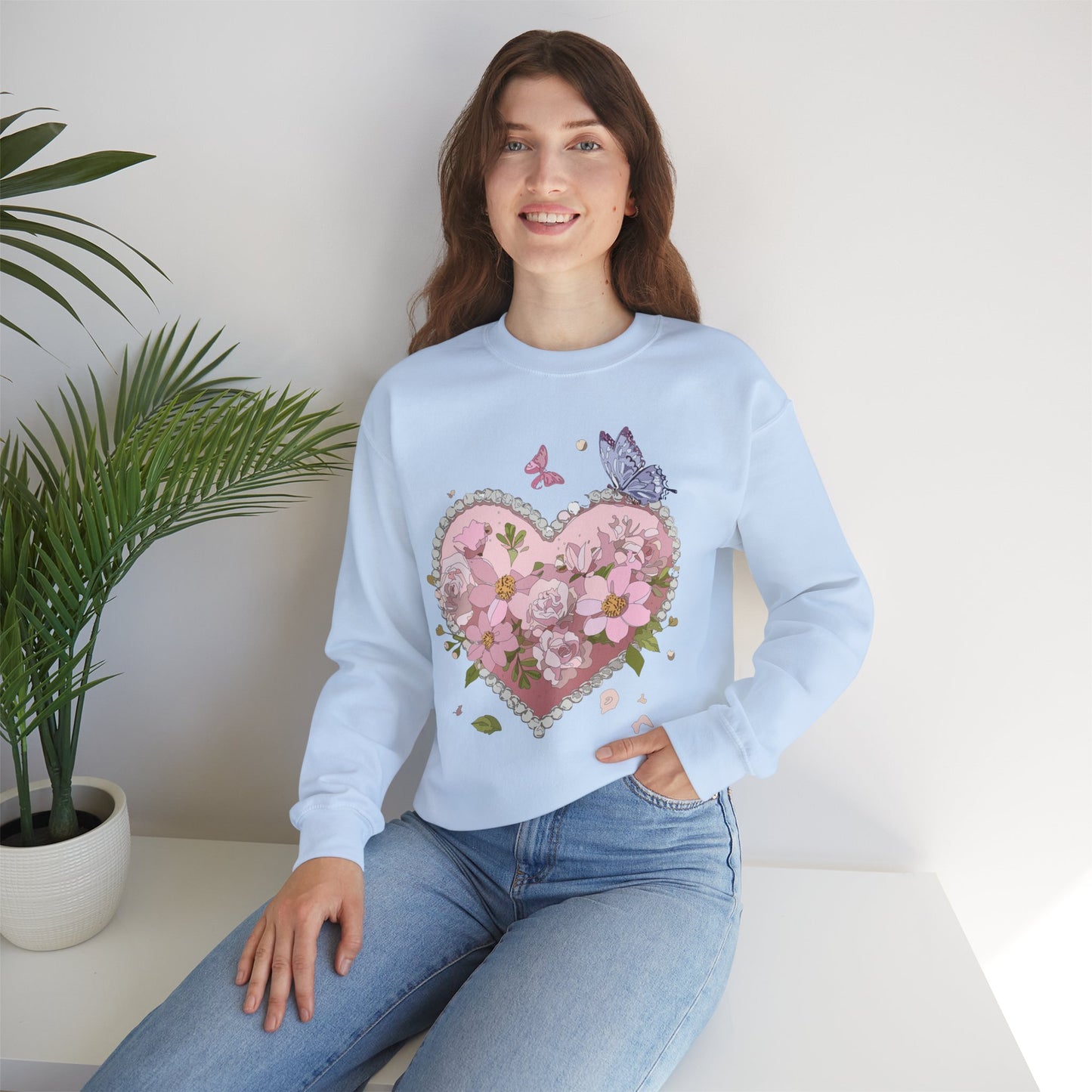 Floral Heart Sweatshirt, Floral Love Sweatshirt, Valentine's Day Sweatshirt, Heart Floral Sweatshirt