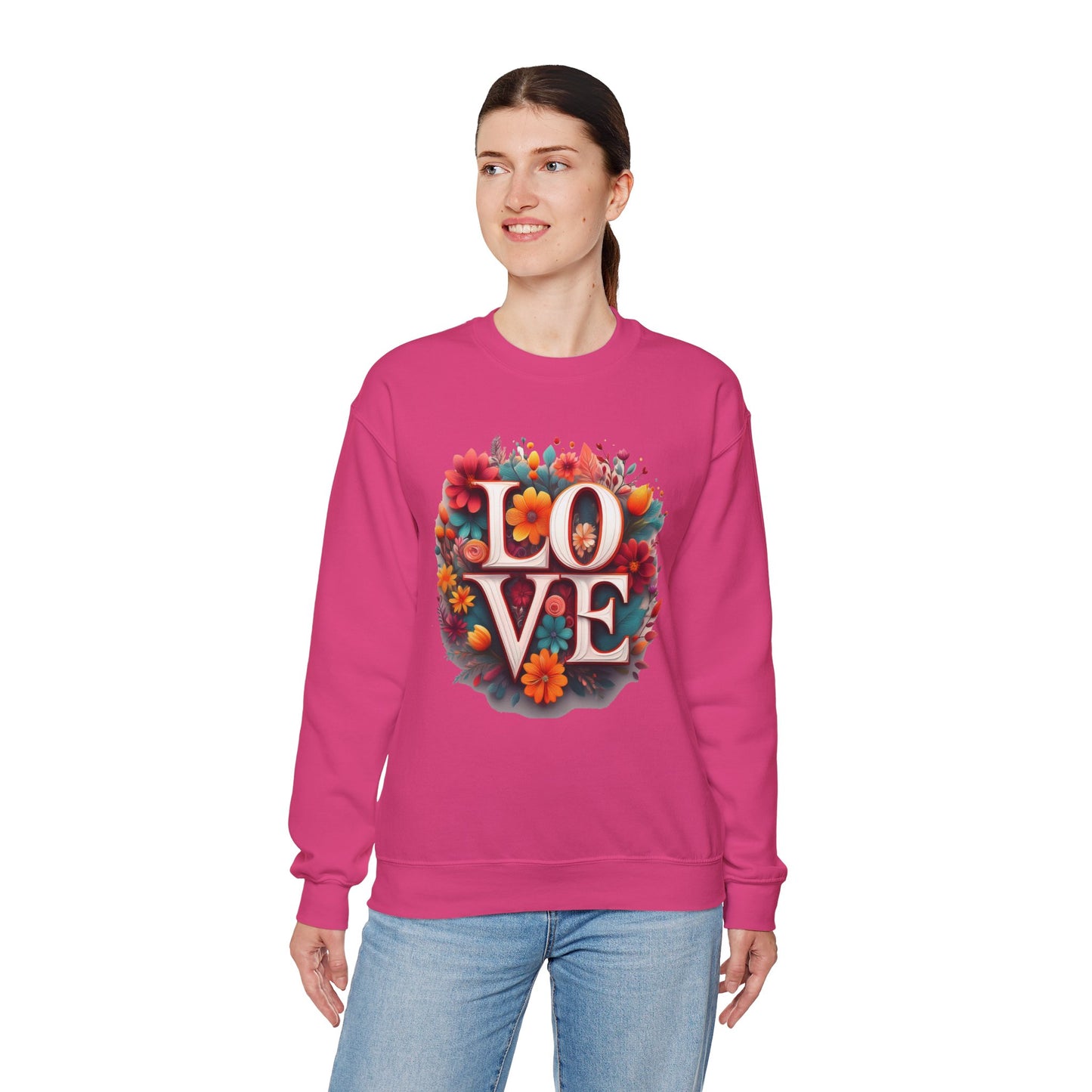 Floral Love Sweatshirt, Valentine's Day Sweatshirt, Love Flower Sweatshirt