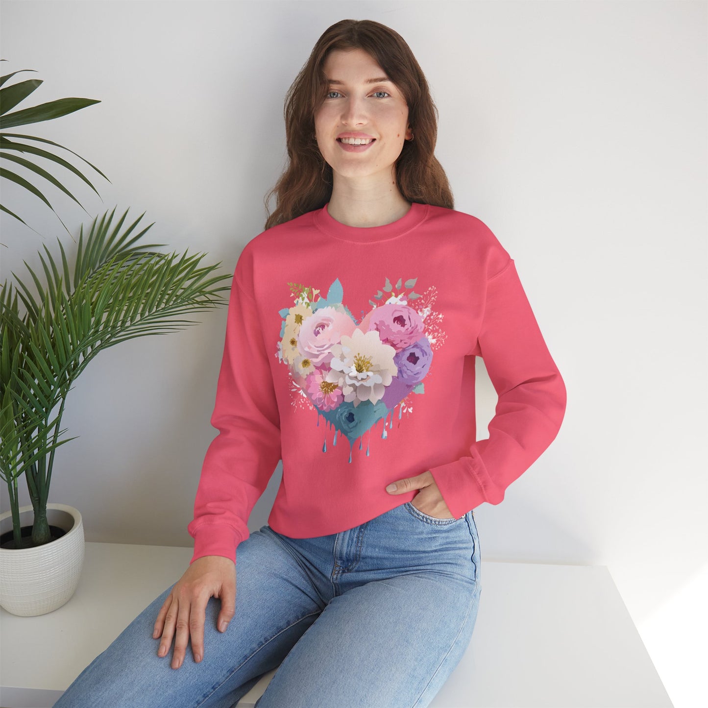 Floral Heart Sweatshirt, Floral Love Sweatshirt, Valentine's Day Sweatshirt, Heart Floral Sweatshirt