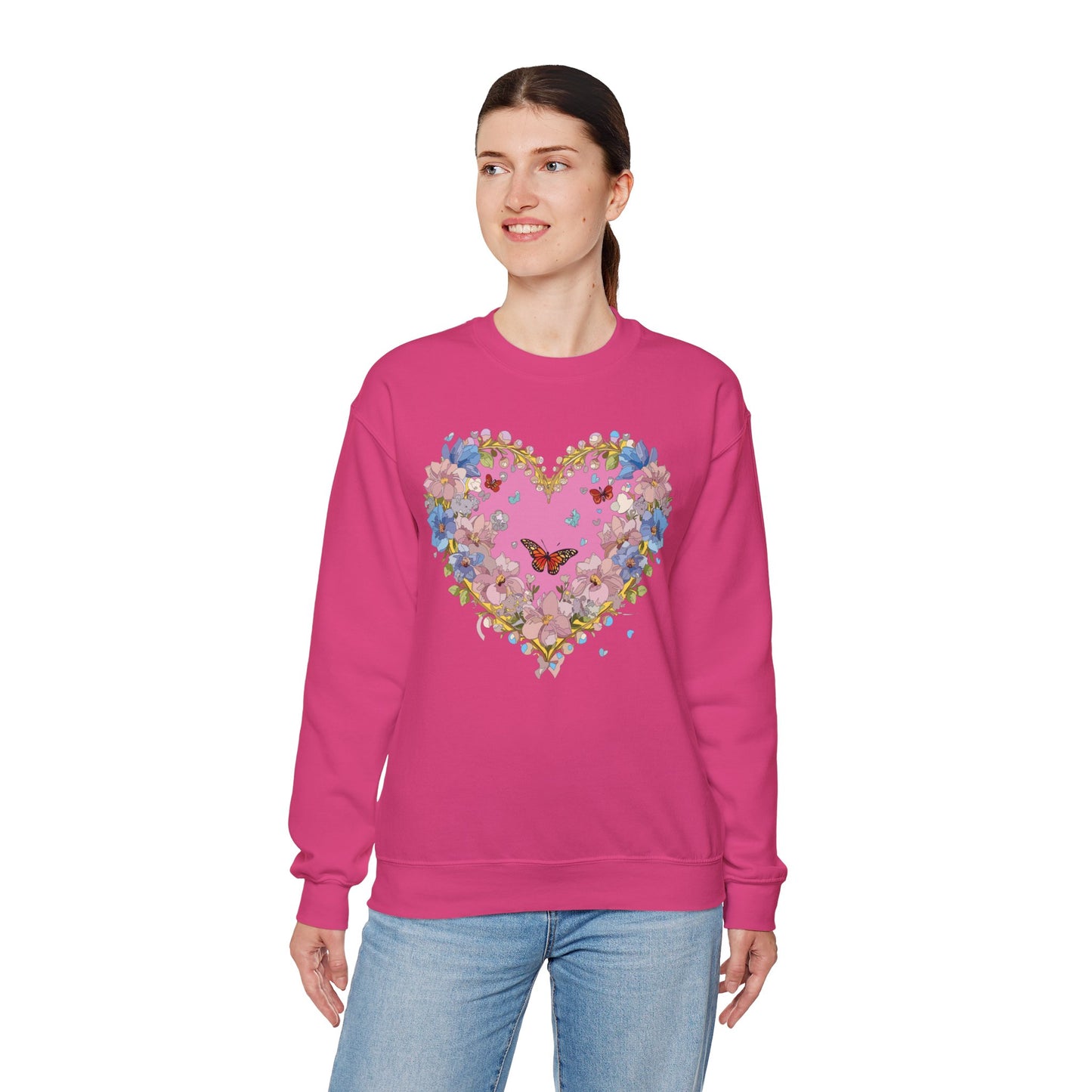 Floral Heart Sweatshirt, Floral Love Sweatshirt, Valentine's Day Sweatshirt, Heart Floral Sweatshirt
