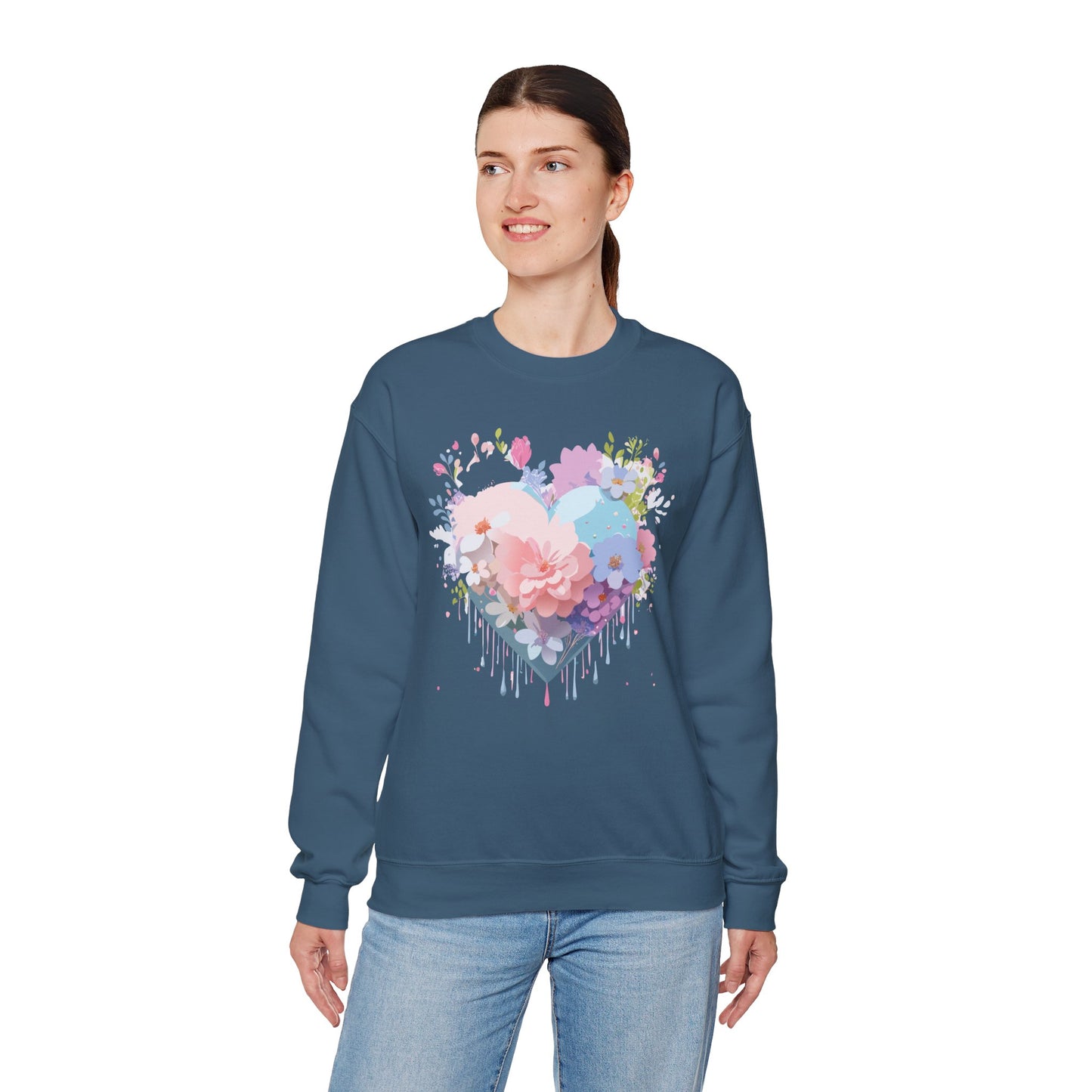 Floral Heart Sweatshirt, Floral Love Sweatshirt, Valentine's Day Sweatshirt, Heart Floral Sweatshirt
