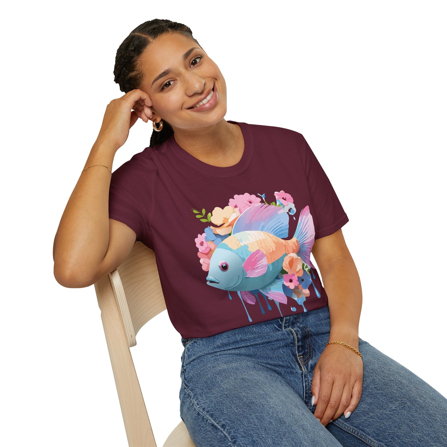 Fish Art Design Shirt, T Shirt with Fish, Graphic Shirt, Tee Shirt with Graphic Design, Shirt with Fish Graphic Art