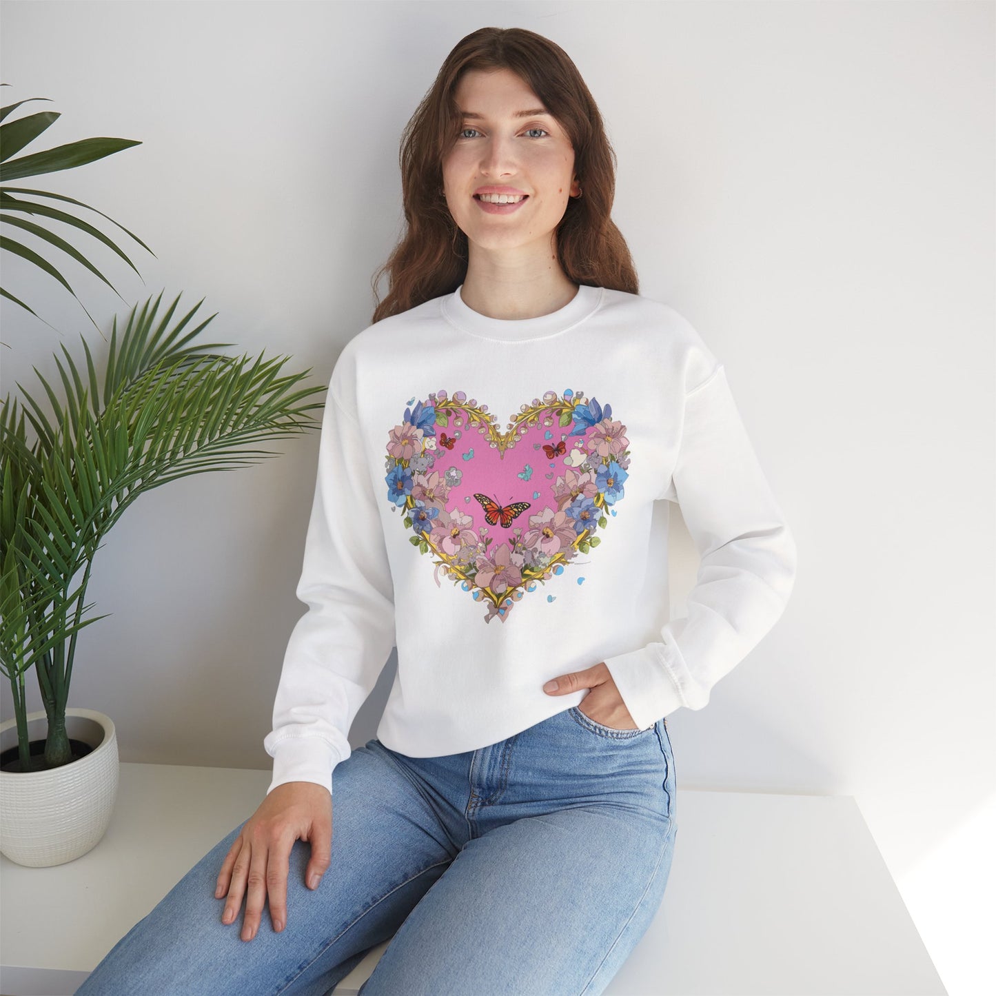 Floral Heart Sweatshirt, Floral Love Sweatshirt, Valentine's Day Sweatshirt, Heart Floral Sweatshirt