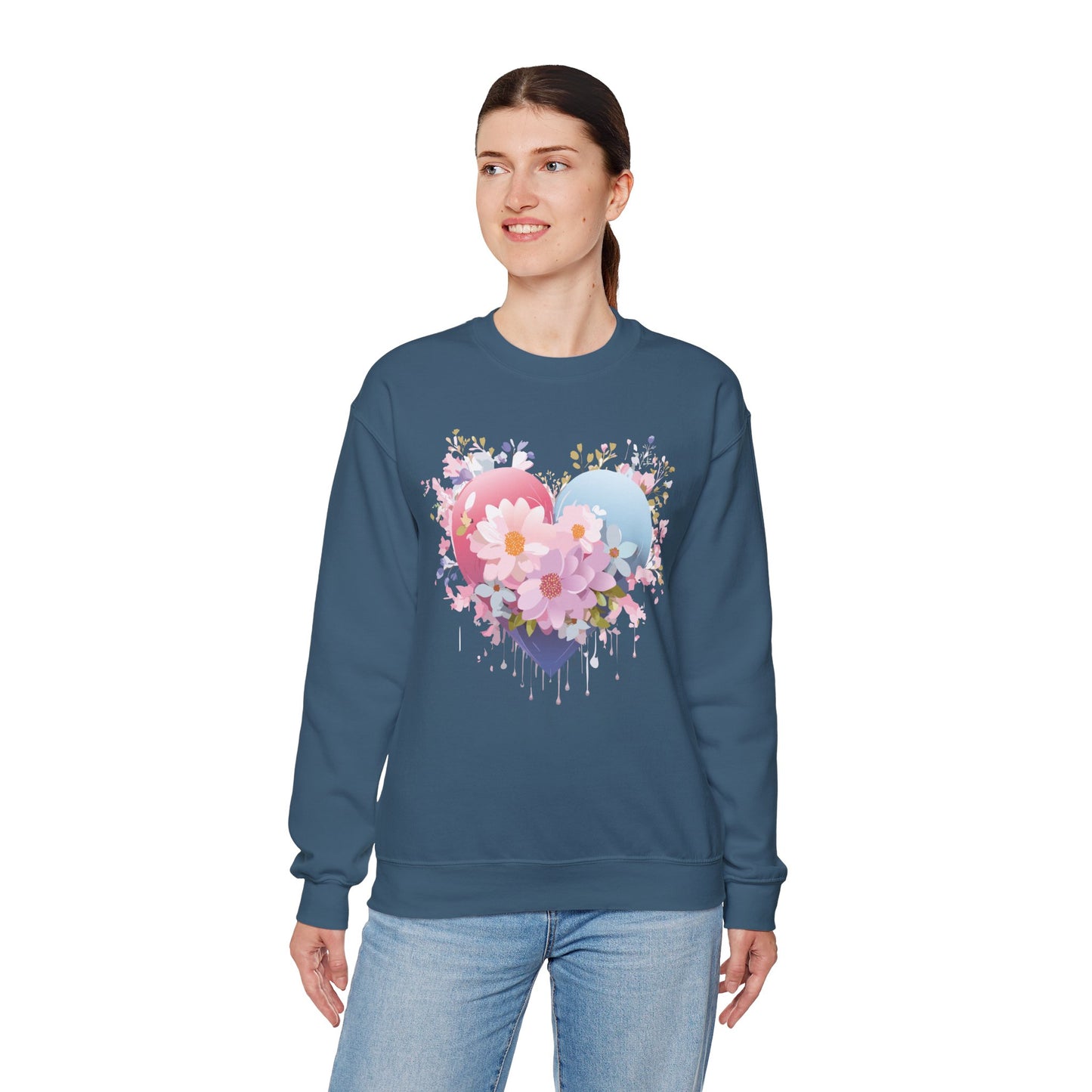 Floral Heart Sweatshirt, Floral Love Sweatshirt, Valentine's Day Sweatshirt, Heart Floral Sweatshirt