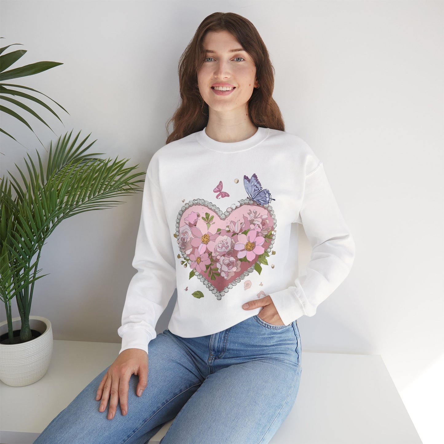 Floral Heart Sweatshirt, Floral Love Sweatshirt, Valentine's Day Sweatshirt, Heart Floral Sweatshirt