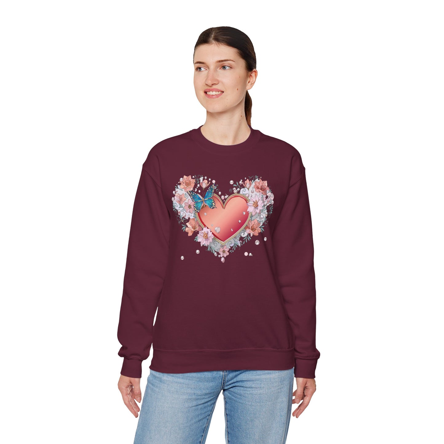 Floral Heart Sweatshirt, Floral Love Sweatshirt, Valentine's Day Sweatshirt, Heart Floral Sweatshirt
