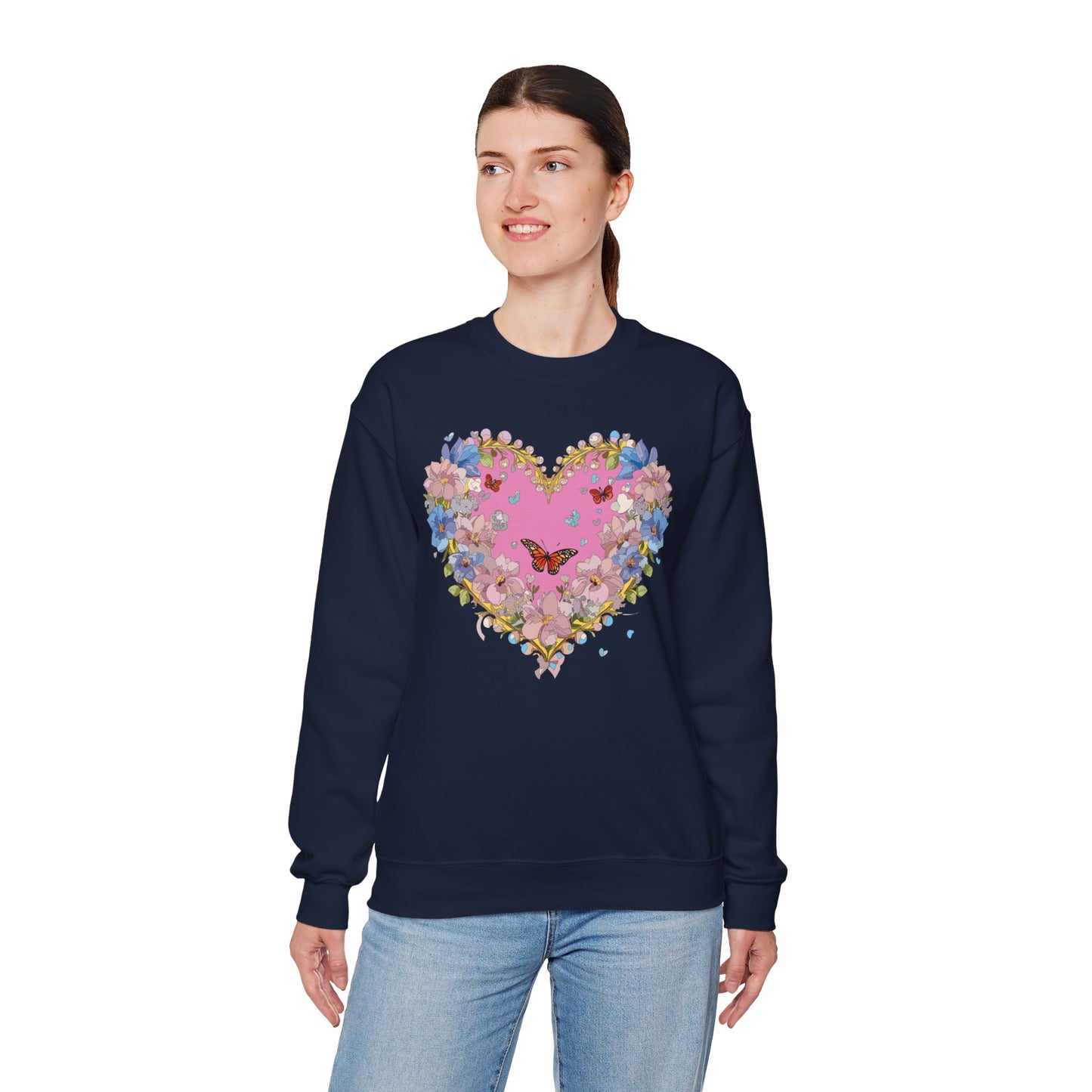 Floral Heart Sweatshirt, Floral Love Sweatshirt, Valentine's Day Sweatshirt, Heart Floral Sweatshirt