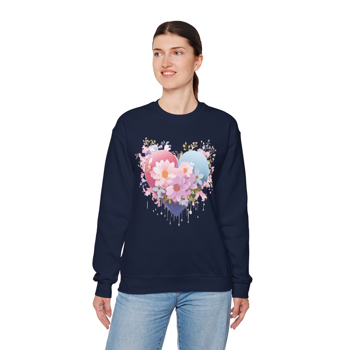 Floral Heart Sweatshirt, Floral Love Sweatshirt, Valentine's Day Sweatshirt, Heart Floral Sweatshirt
