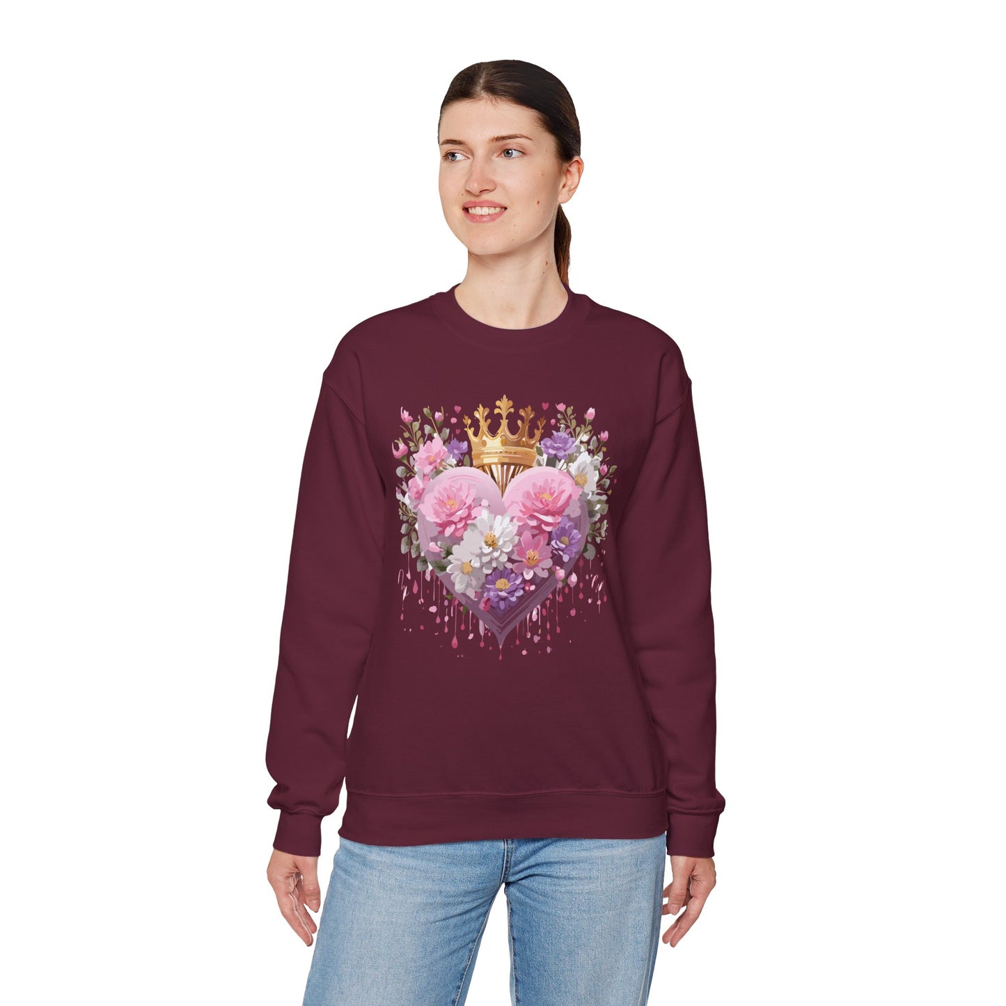 Floral Heart Sweatshirt, Floral Love Sweatshirt, Valentine's Day Sweatshirt, Heart Floral Sweatshirt