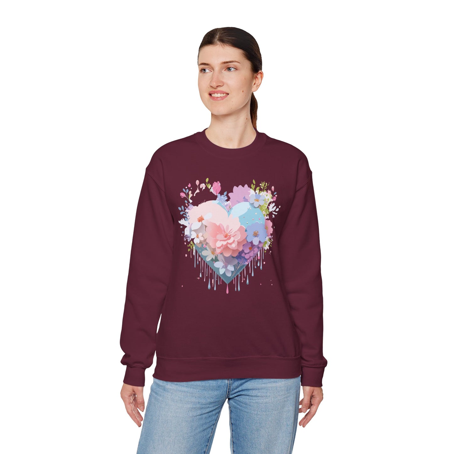 Floral Heart Sweatshirt, Floral Love Sweatshirt, Valentine's Day Sweatshirt, Heart Floral Sweatshirt