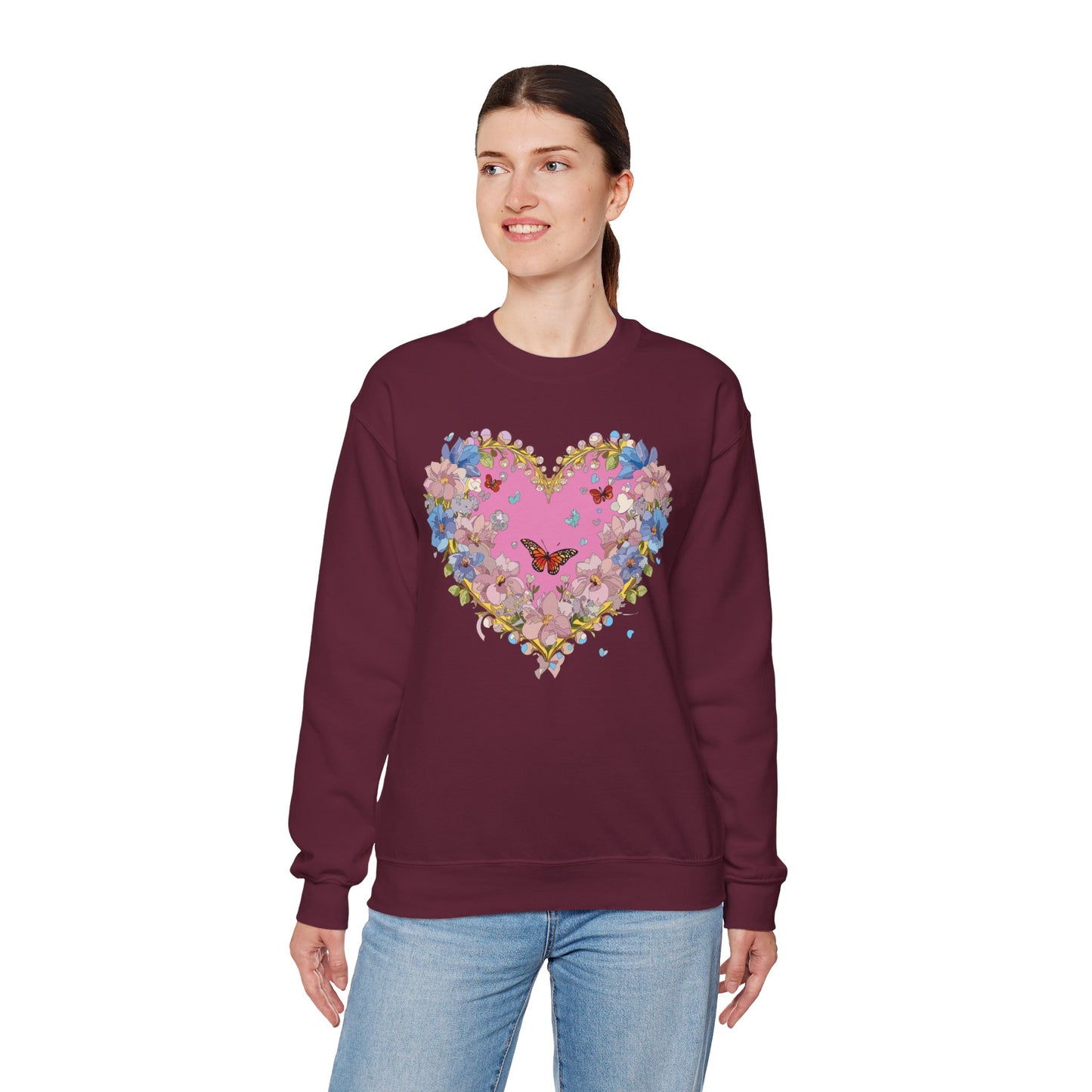 Floral Heart Sweatshirt, Floral Love Sweatshirt, Valentine's Day Sweatshirt, Heart Floral Sweatshirt
