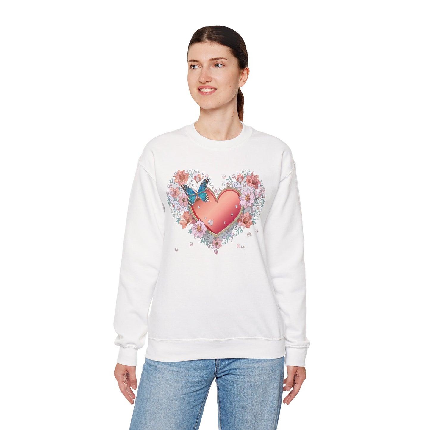 Floral Heart Sweatshirt, Floral Love Sweatshirt, Valentine's Day Sweatshirt, Heart Floral Sweatshirt