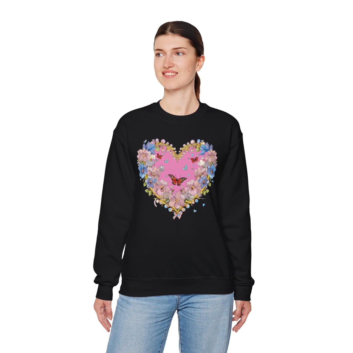 Floral Heart Sweatshirt, Floral Love Sweatshirt, Valentine's Day Sweatshirt, Heart Floral Sweatshirt