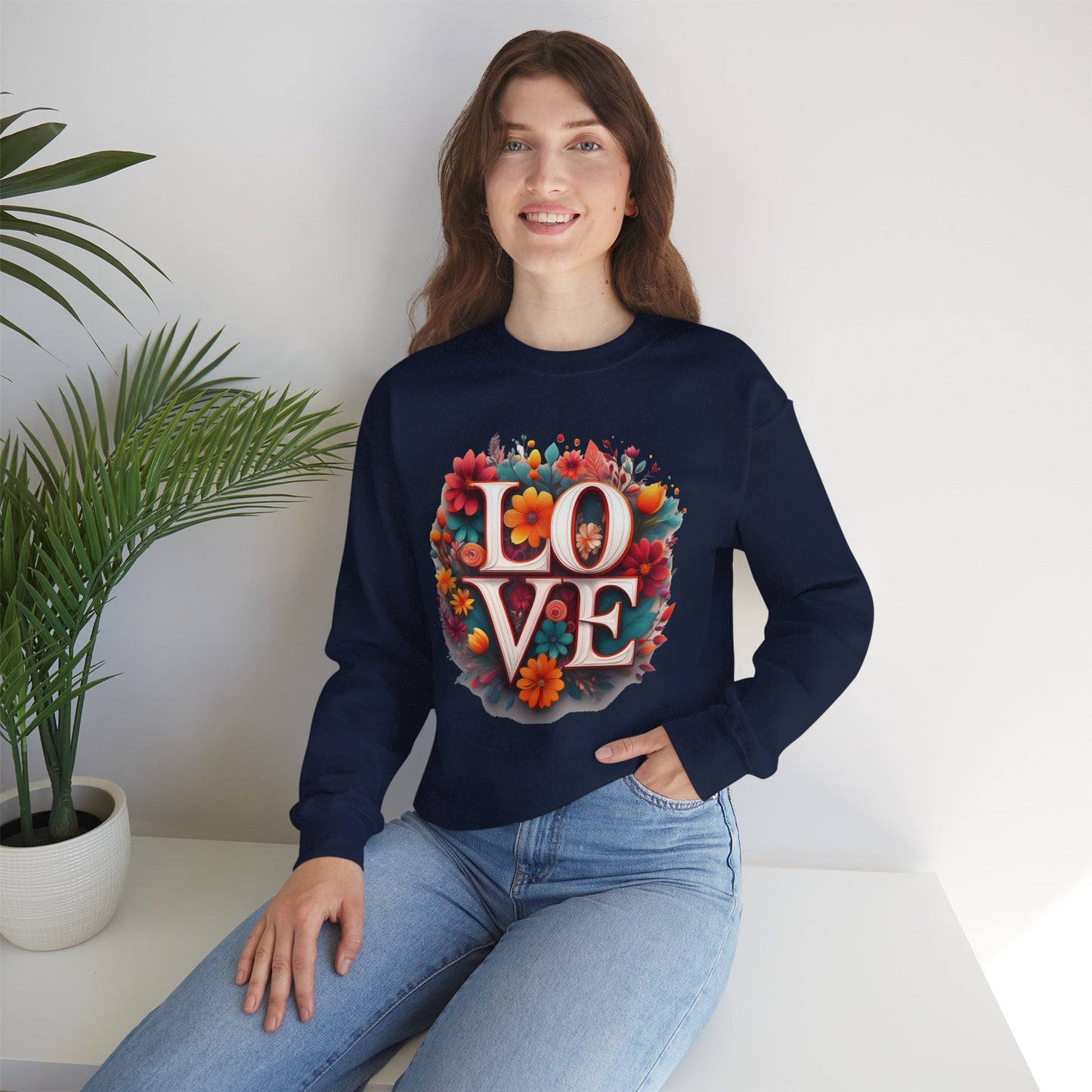 Floral Love Sweatshirt, Valentine's Day Sweatshirt, Love Flower Sweatshirt