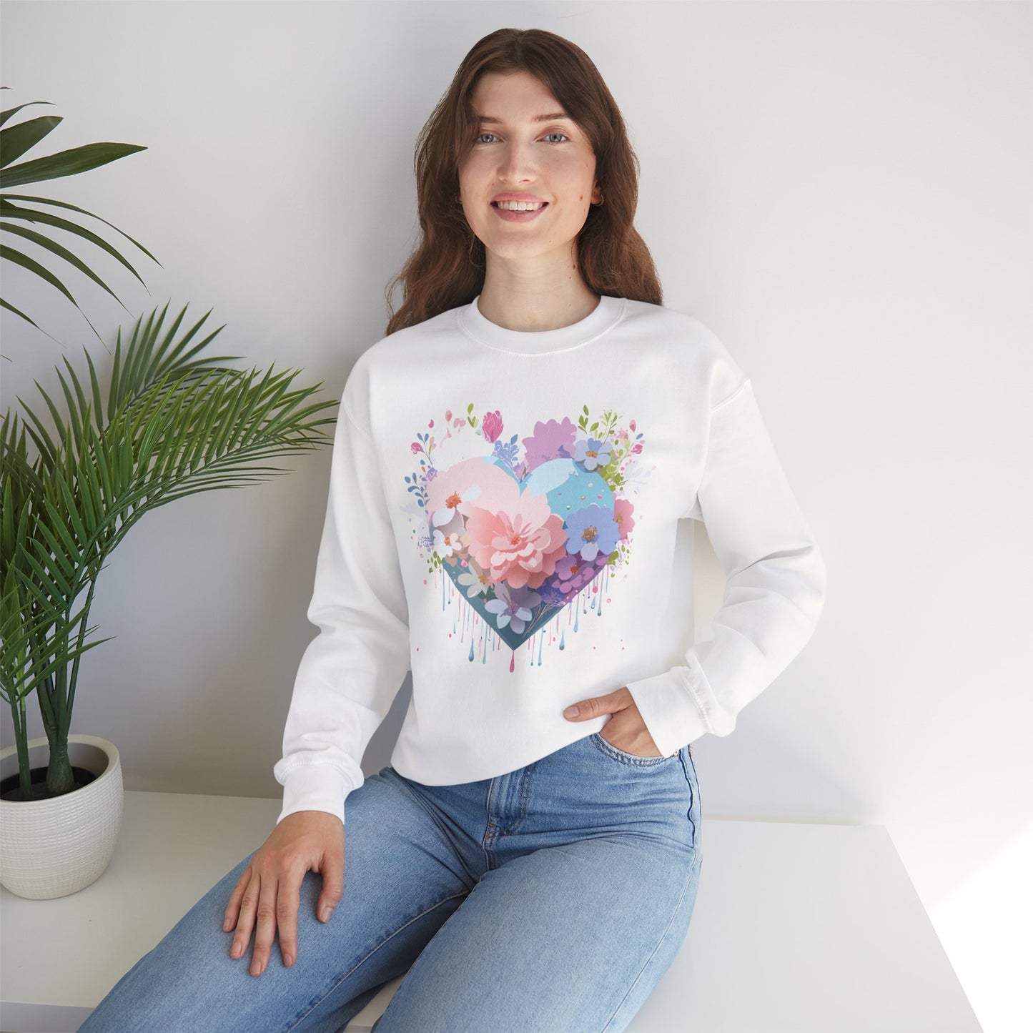 Floral Heart Sweatshirt, Floral Love Sweatshirt, Valentine's Day Sweatshirt, Heart Floral Sweatshirt