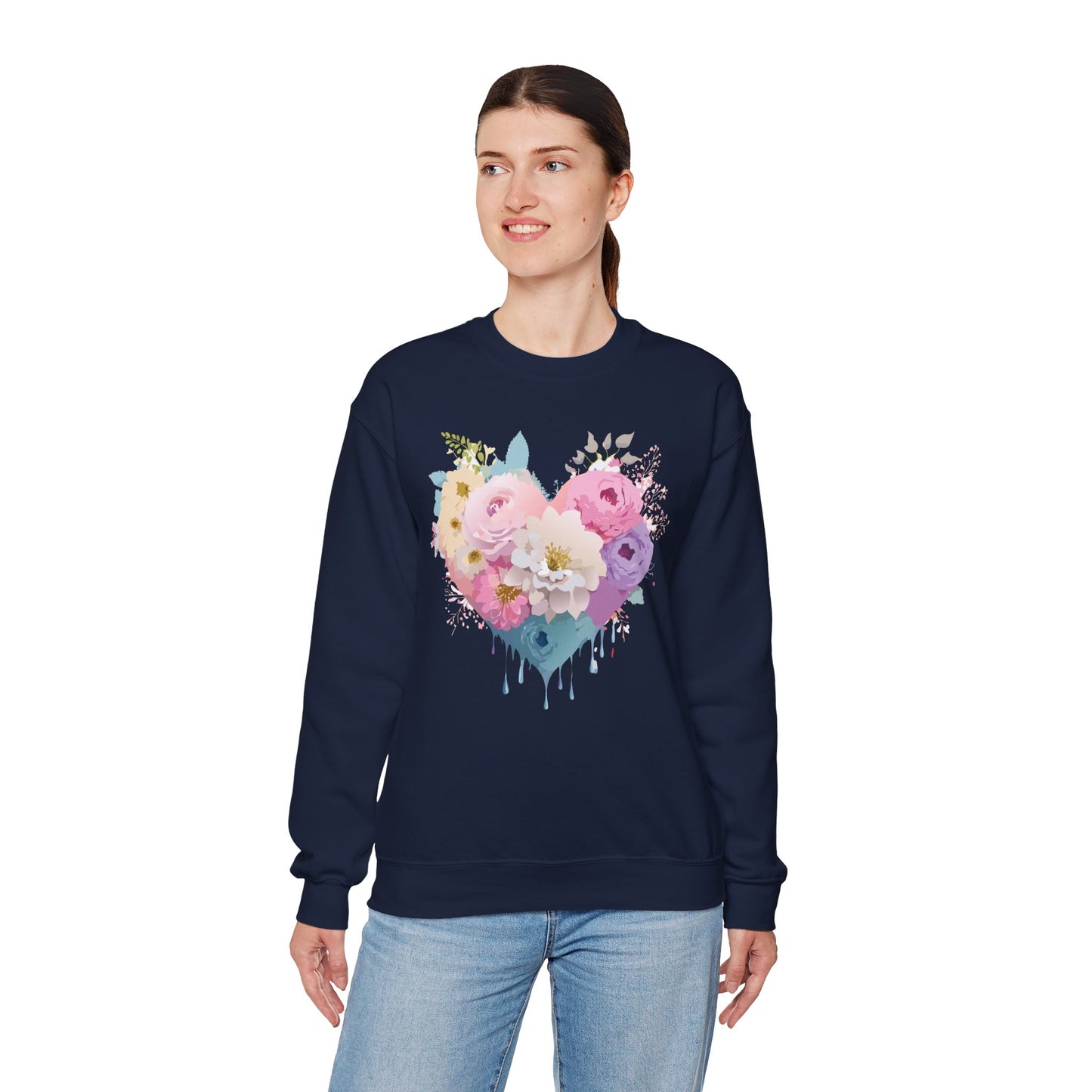Floral Heart Sweatshirt, Floral Love Sweatshirt, Valentine's Day Sweatshirt, Heart Floral Sweatshirt