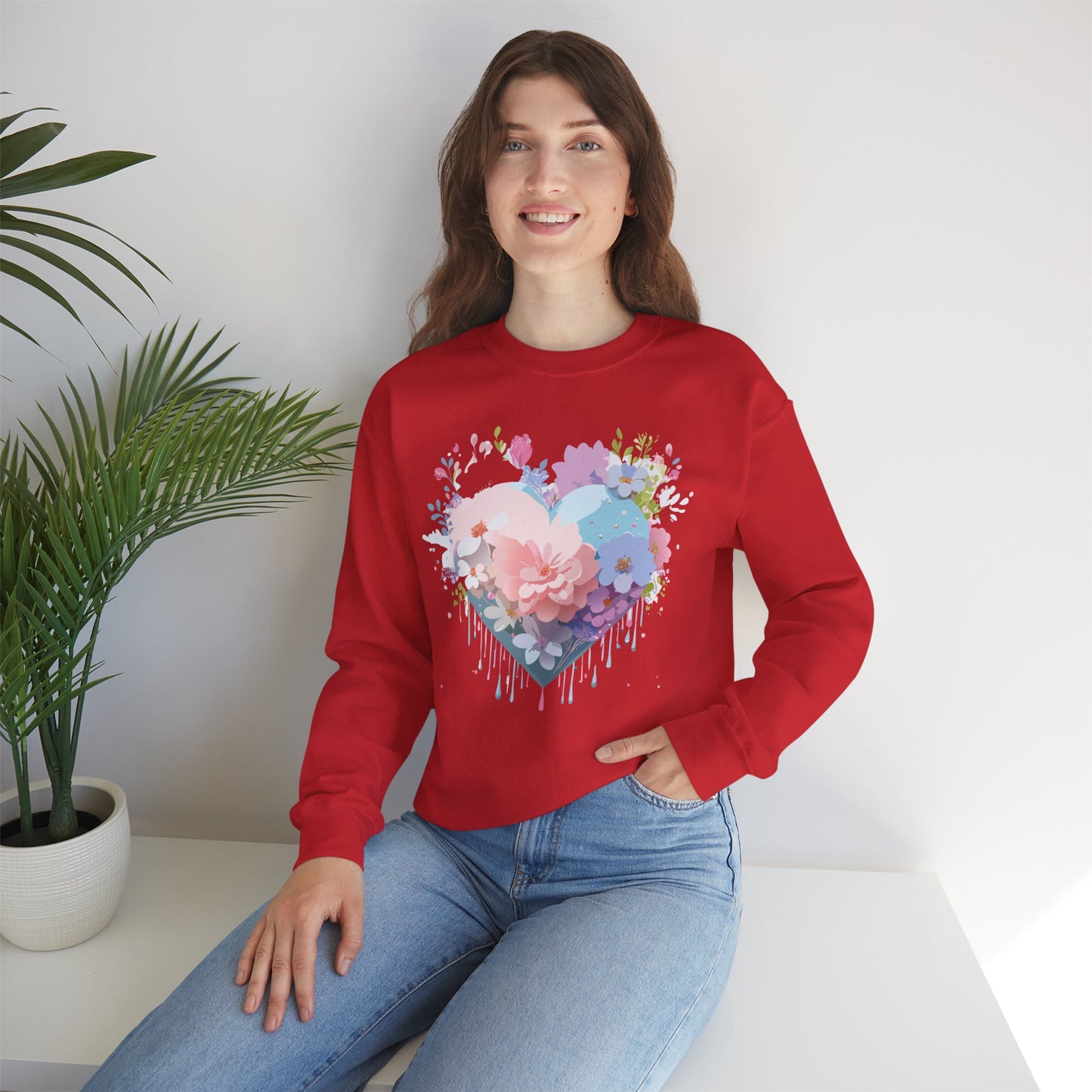 Floral Heart Sweatshirt, Floral Love Sweatshirt, Valentine's Day Sweatshirt, Heart Floral Sweatshirt