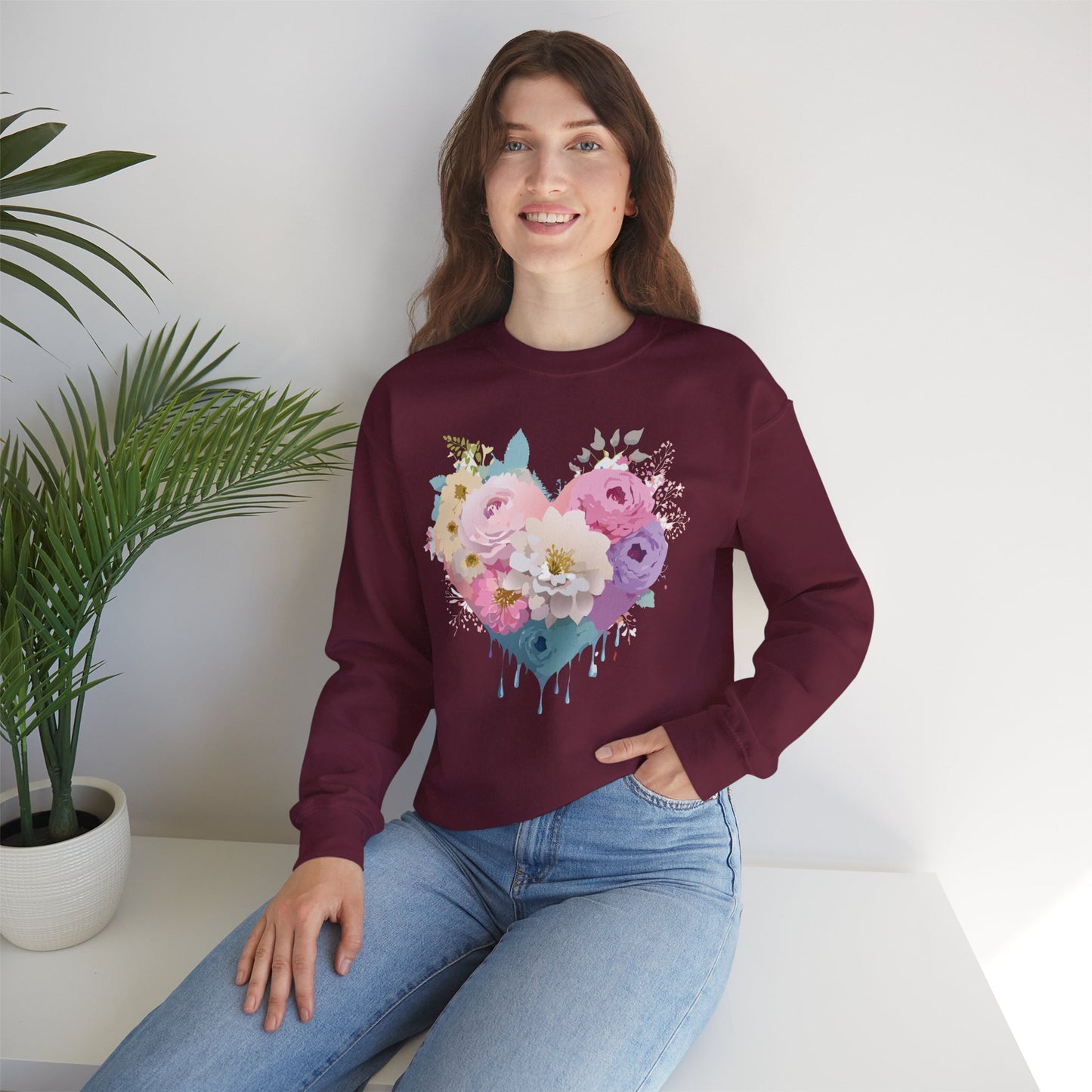 Floral Heart Sweatshirt, Floral Love Sweatshirt, Valentine's Day Sweatshirt, Heart Floral Sweatshirt