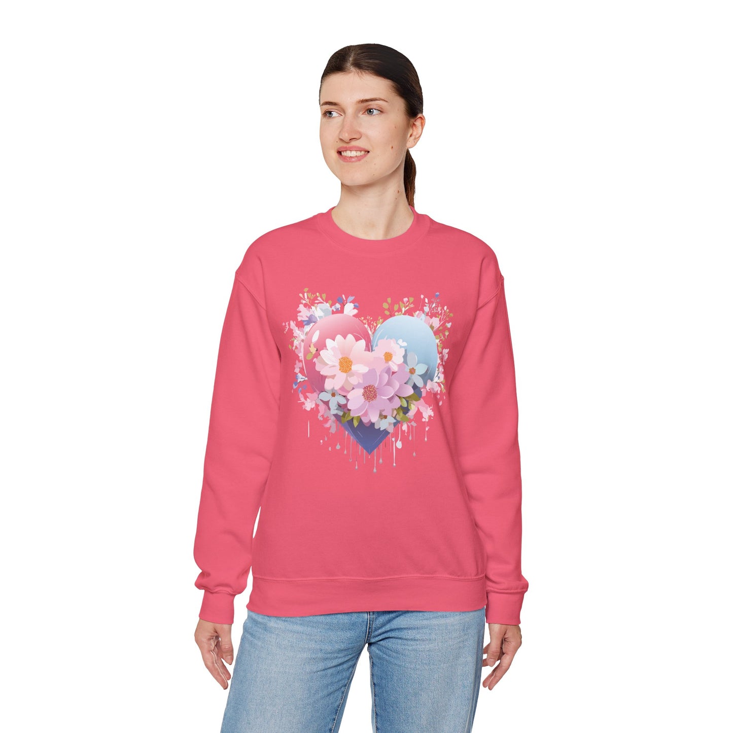 Floral Heart Sweatshirt, Floral Love Sweatshirt, Valentine's Day Sweatshirt, Heart Floral Sweatshirt