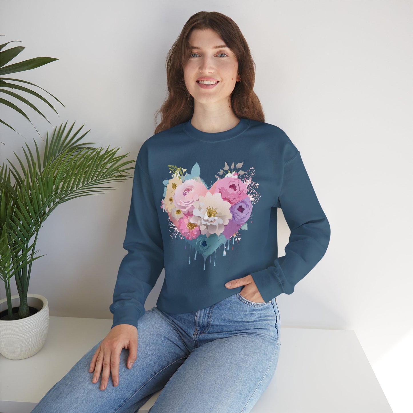 Floral Heart Sweatshirt, Floral Love Sweatshirt, Valentine's Day Sweatshirt, Heart Floral Sweatshirt