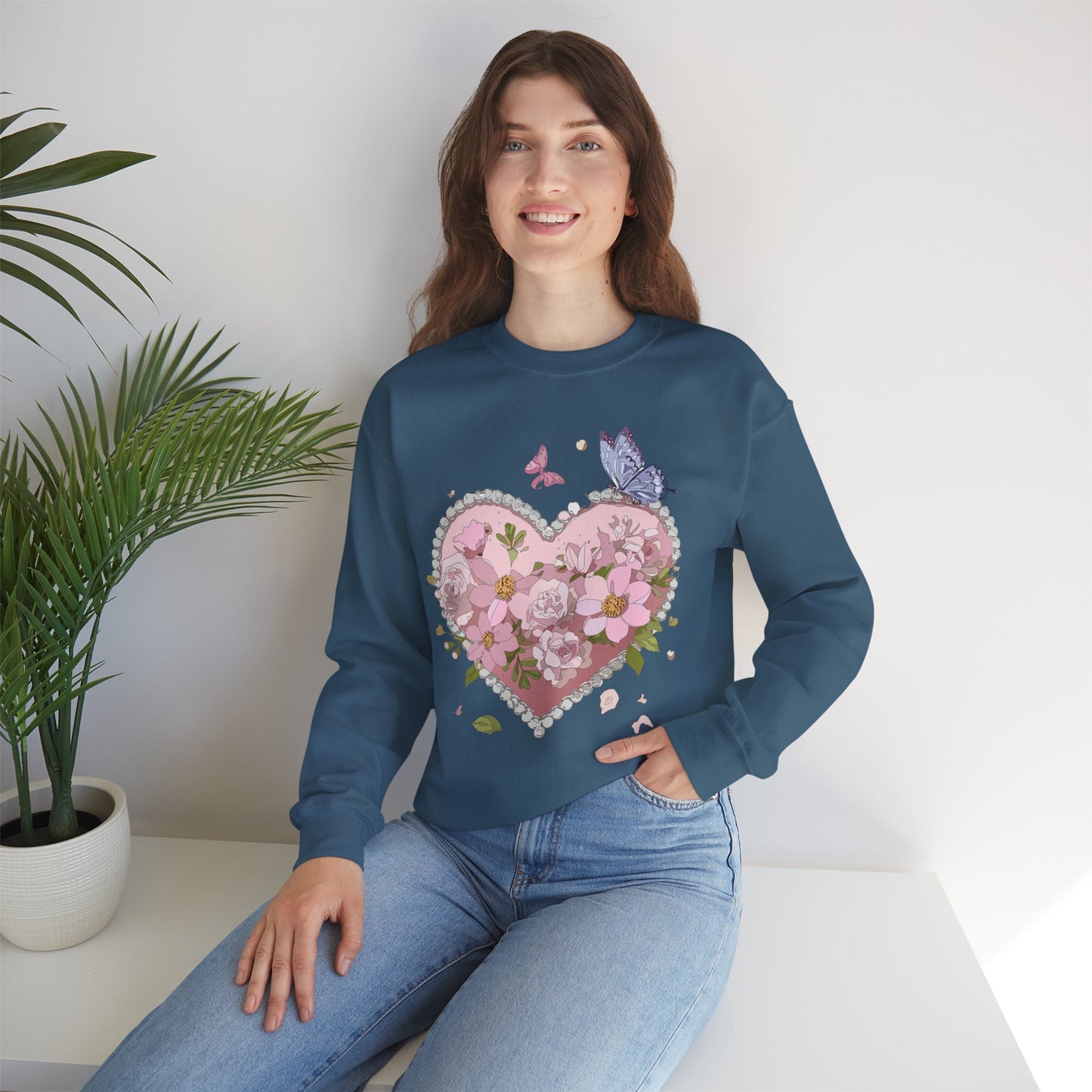 Floral Heart Sweatshirt, Floral Love Sweatshirt, Valentine's Day Sweatshirt, Heart Floral Sweatshirt