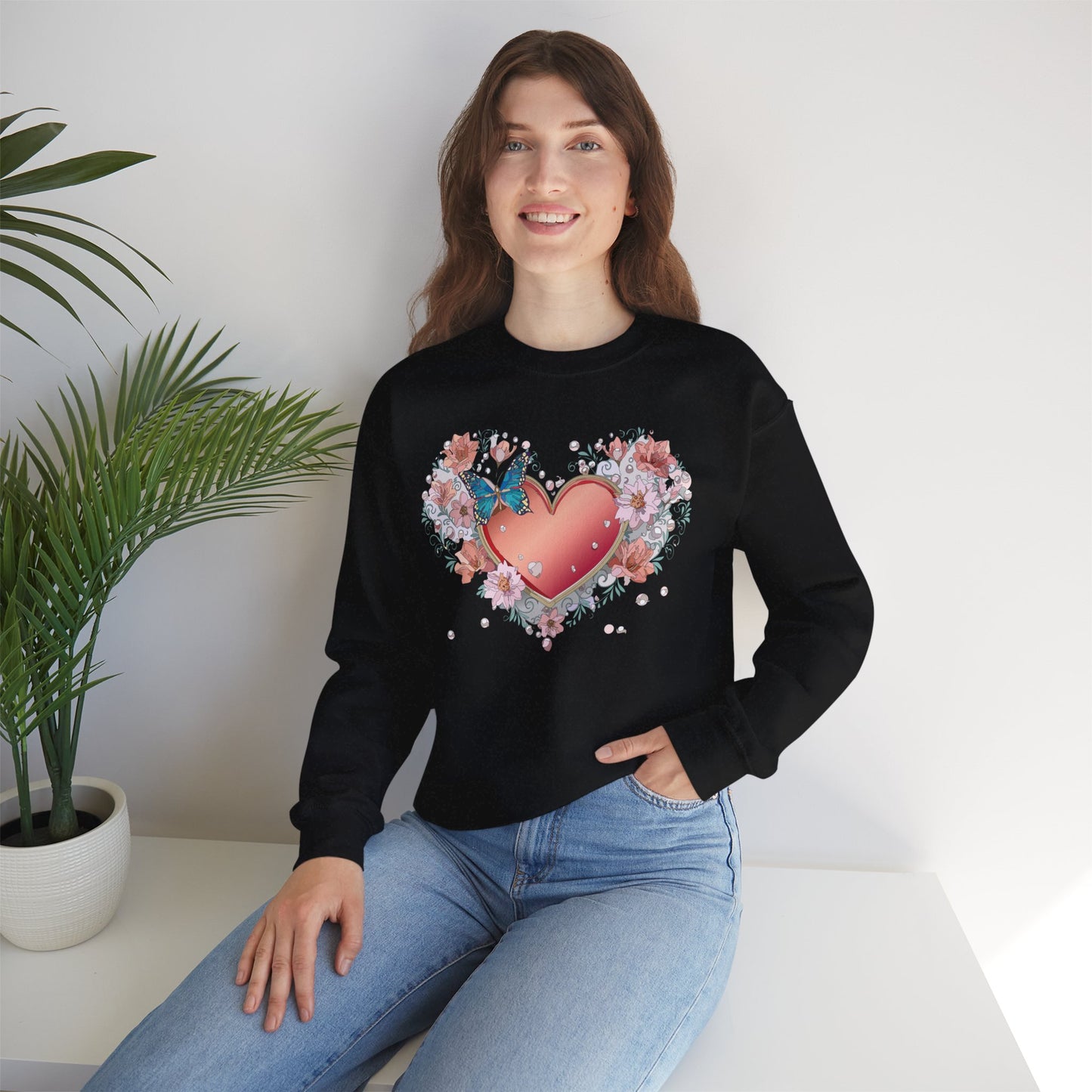 Floral Heart Sweatshirt, Floral Love Sweatshirt, Valentine's Day Sweatshirt, Heart Floral Sweatshirt