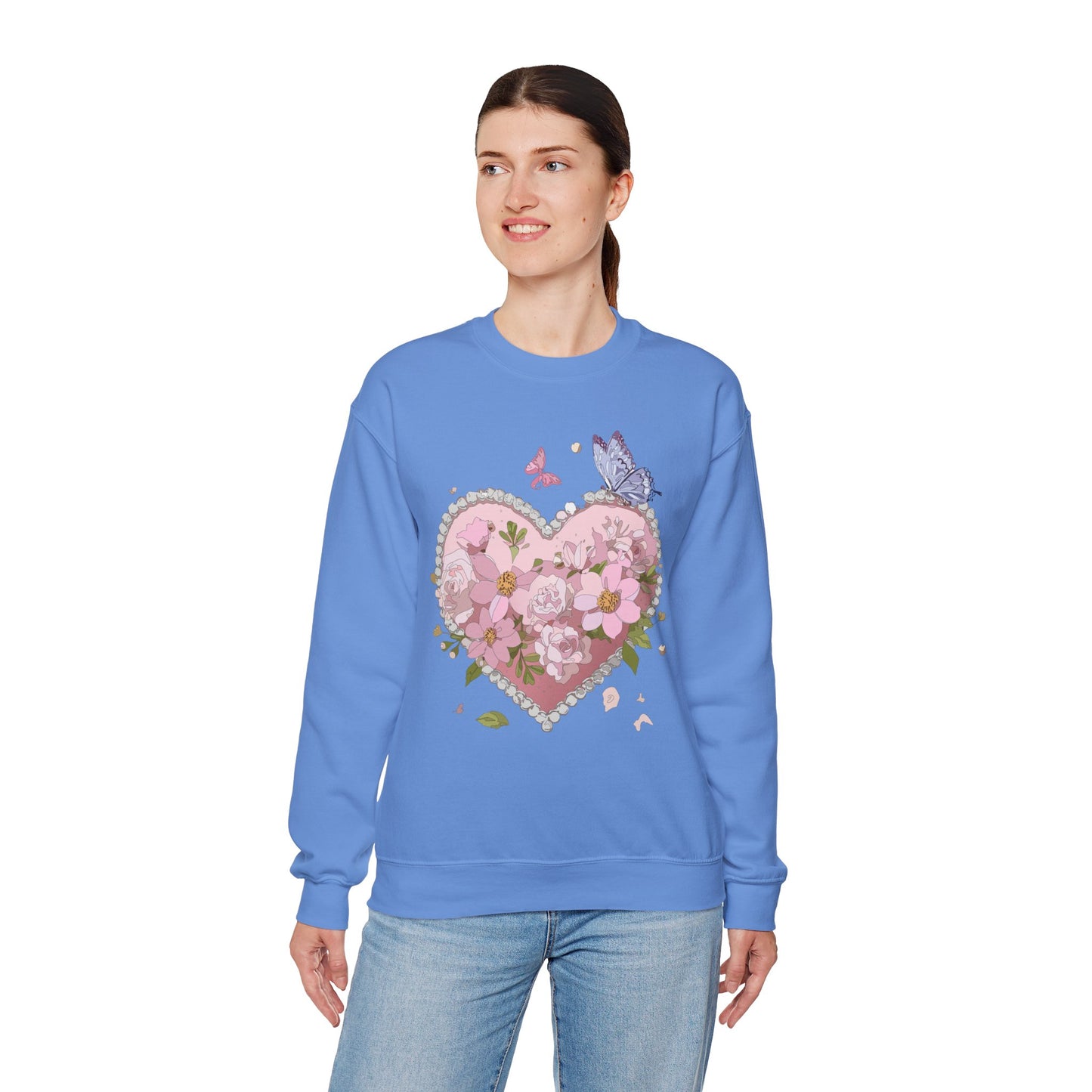 Floral Heart Sweatshirt, Floral Love Sweatshirt, Valentine's Day Sweatshirt, Heart Floral Sweatshirt