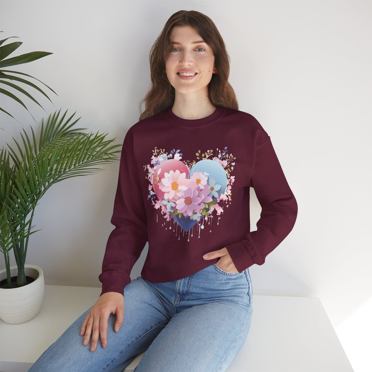 Floral Heart Sweatshirt, Floral Love Sweatshirt, Valentine's Day Sweatshirt, Heart Floral Sweatshirt