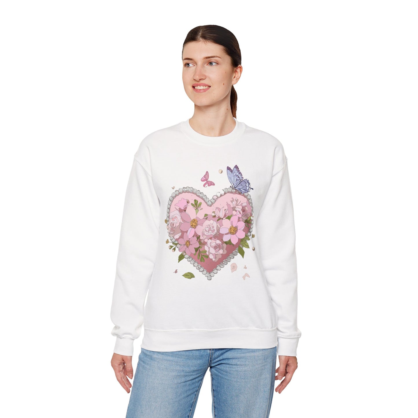 Floral Heart Sweatshirt, Floral Love Sweatshirt, Valentine's Day Sweatshirt, Heart Floral Sweatshirt