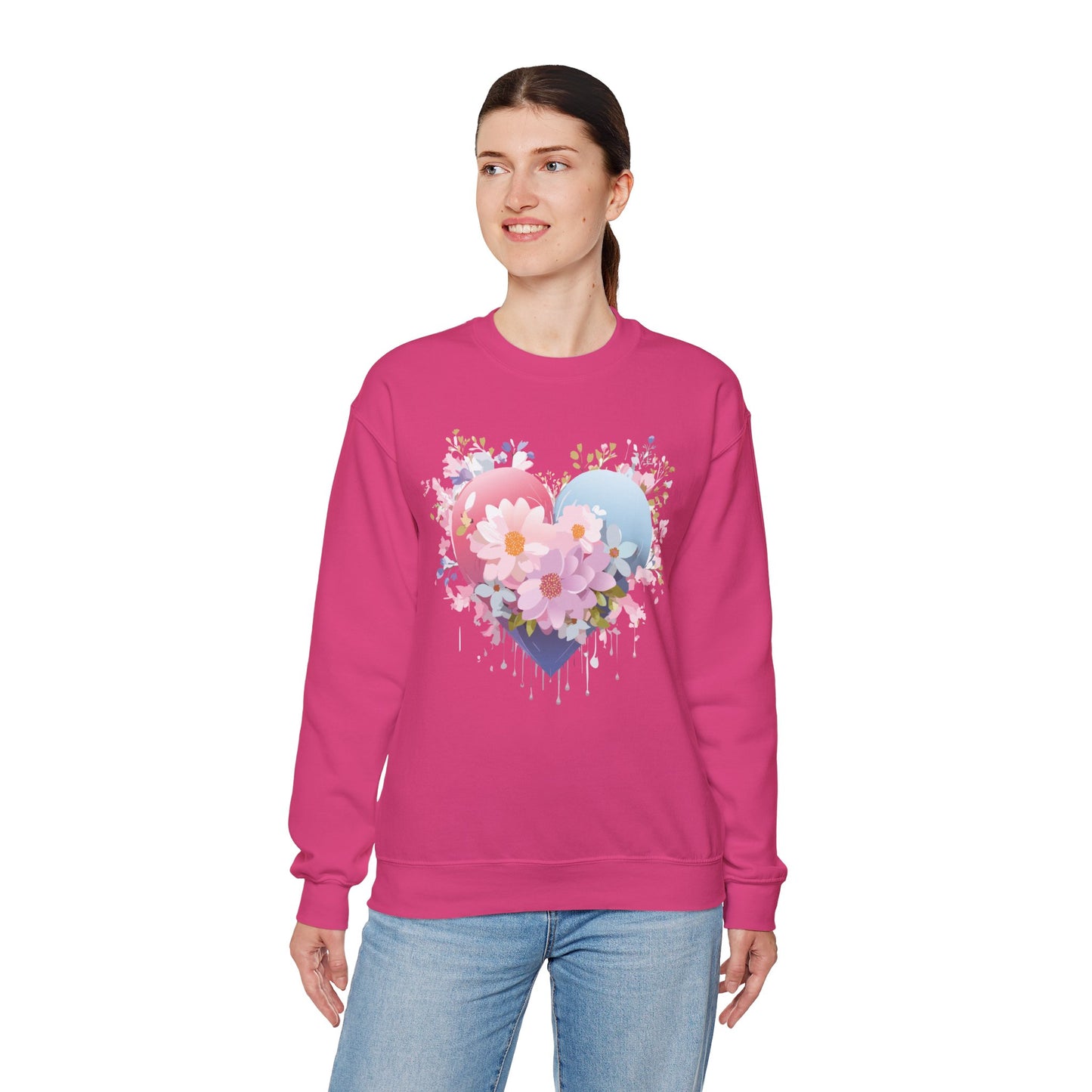 Floral Heart Sweatshirt, Floral Love Sweatshirt, Valentine's Day Sweatshirt, Heart Floral Sweatshirt
