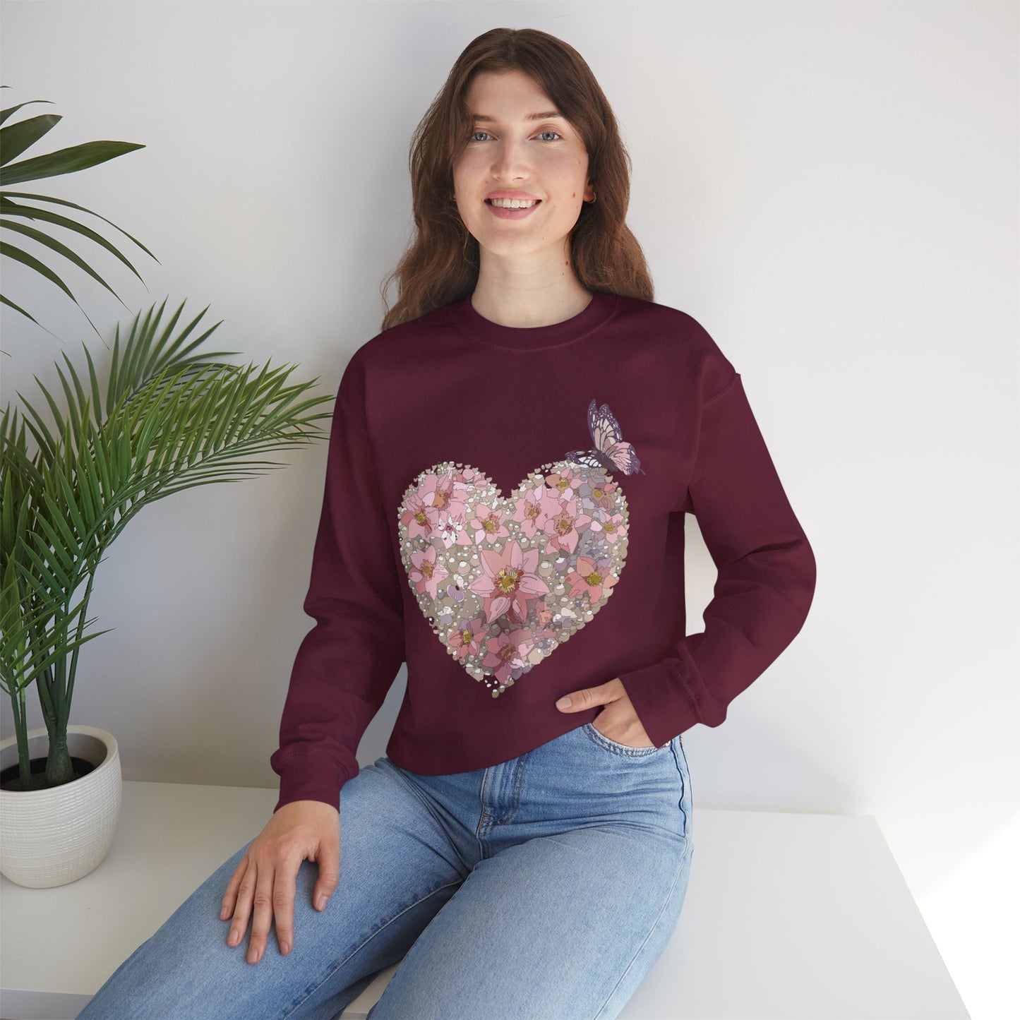 Floral Heart Sweatshirt, Floral Love Sweatshirt, Valentine's Day Sweatshirt, Heart Floral Sweatshirt