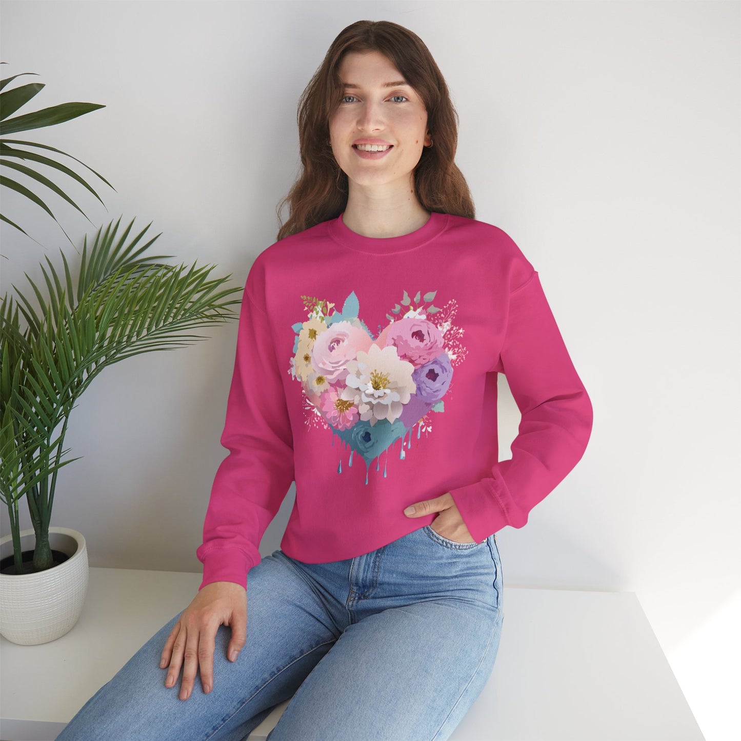 Floral Heart Sweatshirt, Floral Love Sweatshirt, Valentine's Day Sweatshirt, Heart Floral Sweatshirt