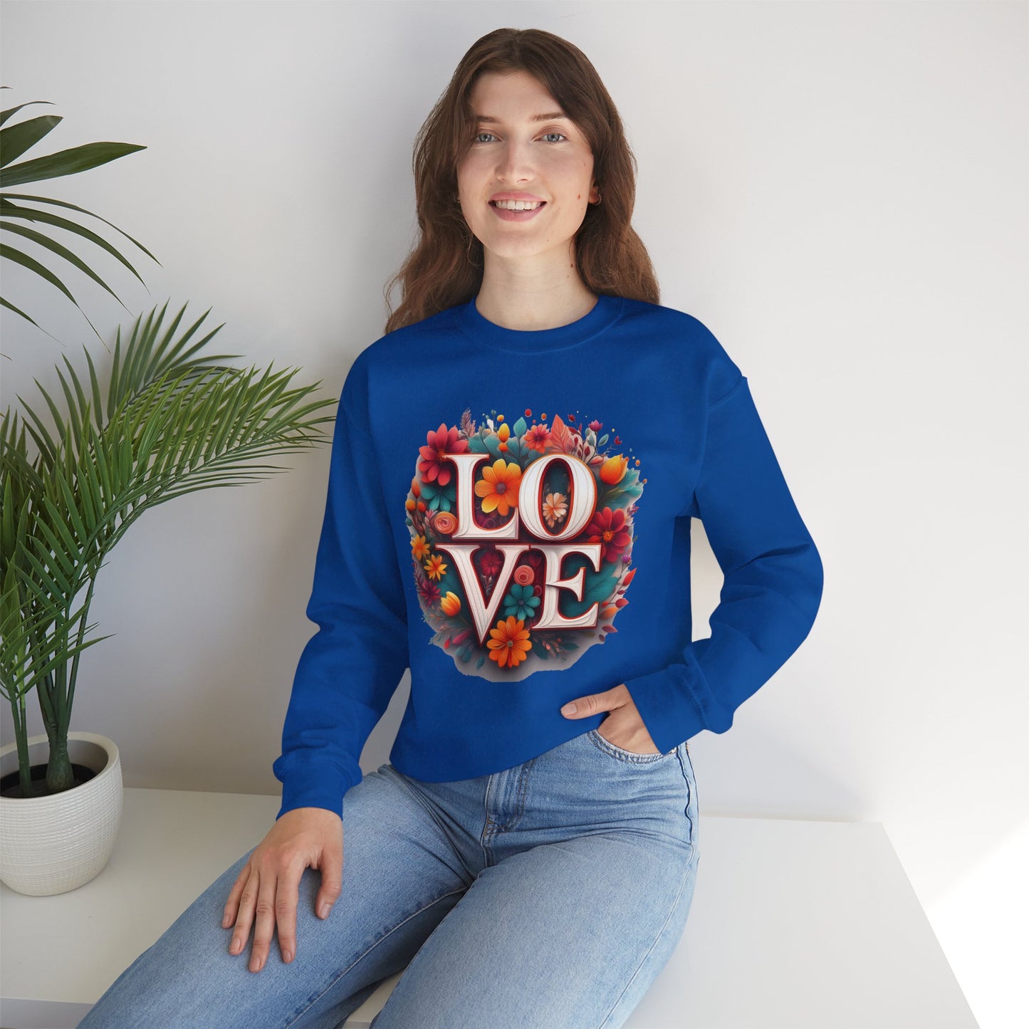Floral Love Sweatshirt, Valentine's Day Sweatshirt, Love Flower Sweatshirt
