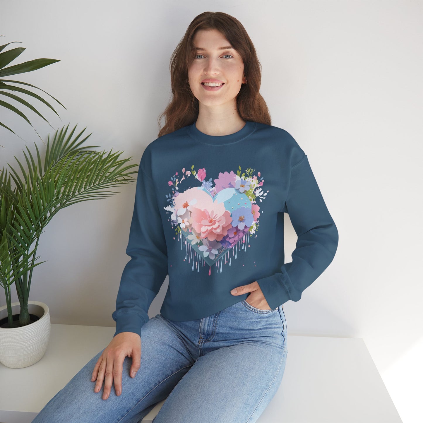 Floral Heart Sweatshirt, Floral Love Sweatshirt, Valentine's Day Sweatshirt, Heart Floral Sweatshirt