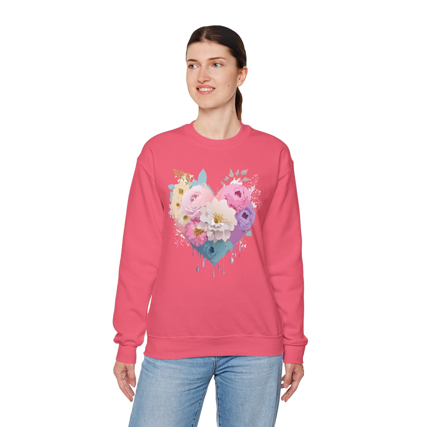 Floral Heart Sweatshirt, Floral Love Sweatshirt, Valentine's Day Sweatshirt, Heart Floral Sweatshirt