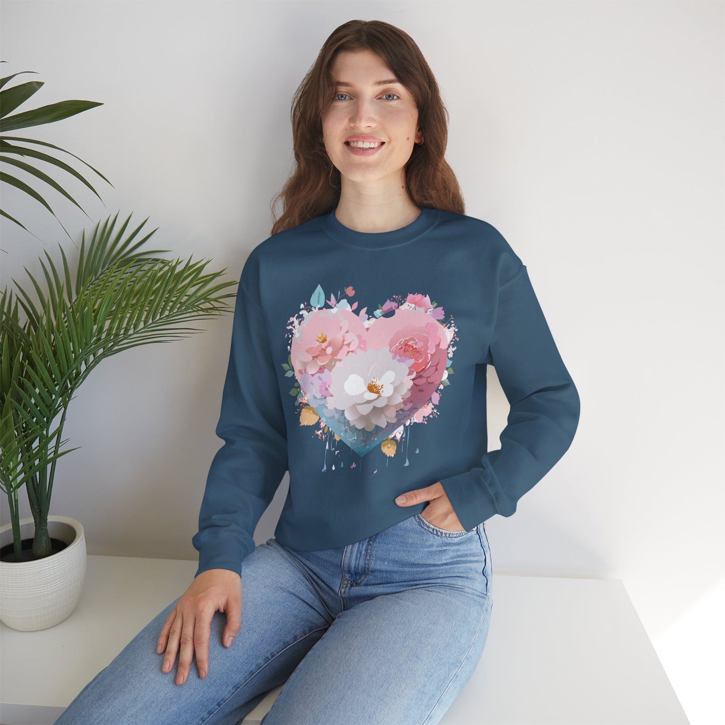 Floral Heart Sweatshirt, Floral Love Sweatshirt, Valentine's Day Sweatshirt, Heart Floral Sweatshirt