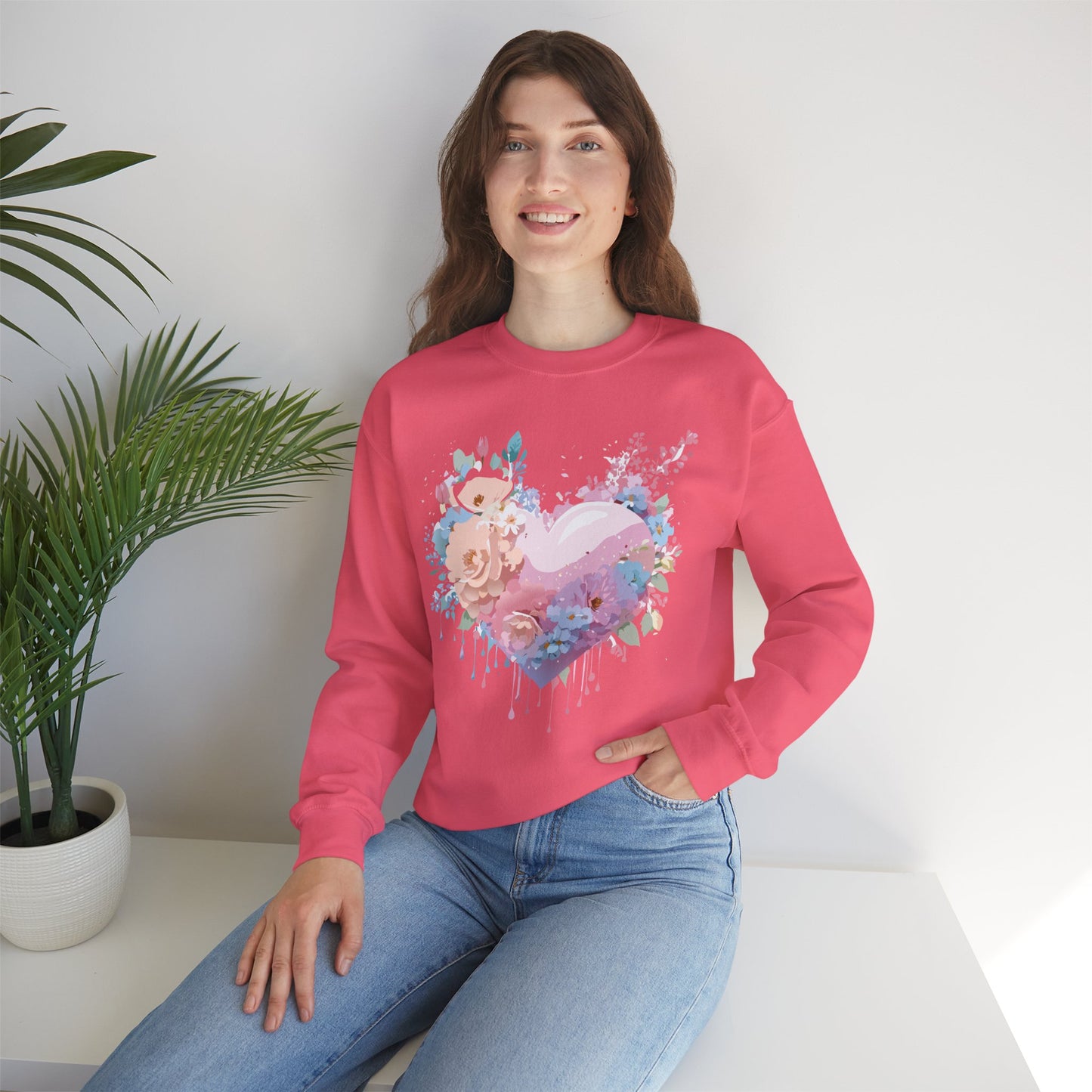 Floral Heart Sweatshirt, Floral Love Sweatshirt, Valentine's Day Sweatshirt, Heart Floral Sweatshirt