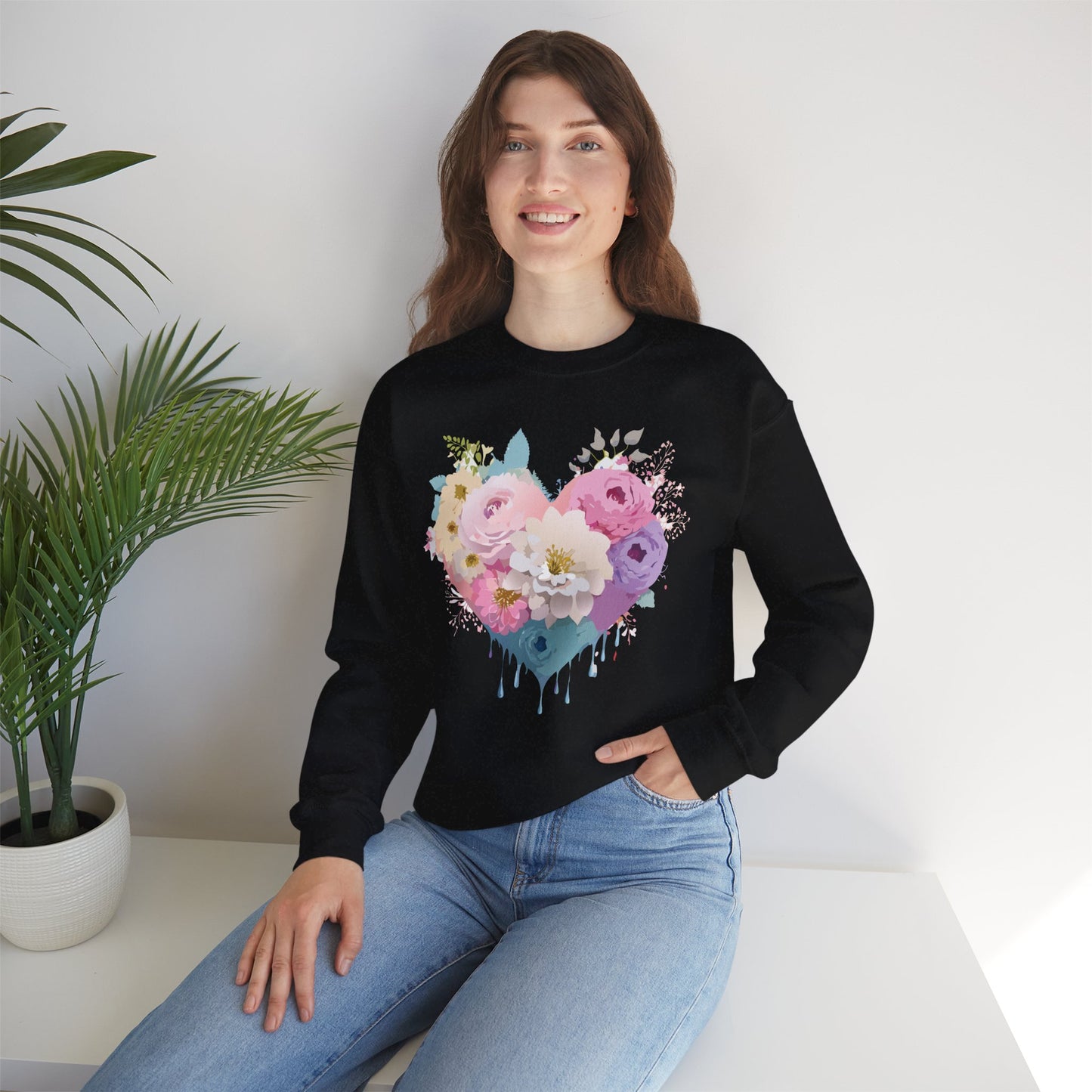 Floral Heart Sweatshirt, Floral Love Sweatshirt, Valentine's Day Sweatshirt, Heart Floral Sweatshirt