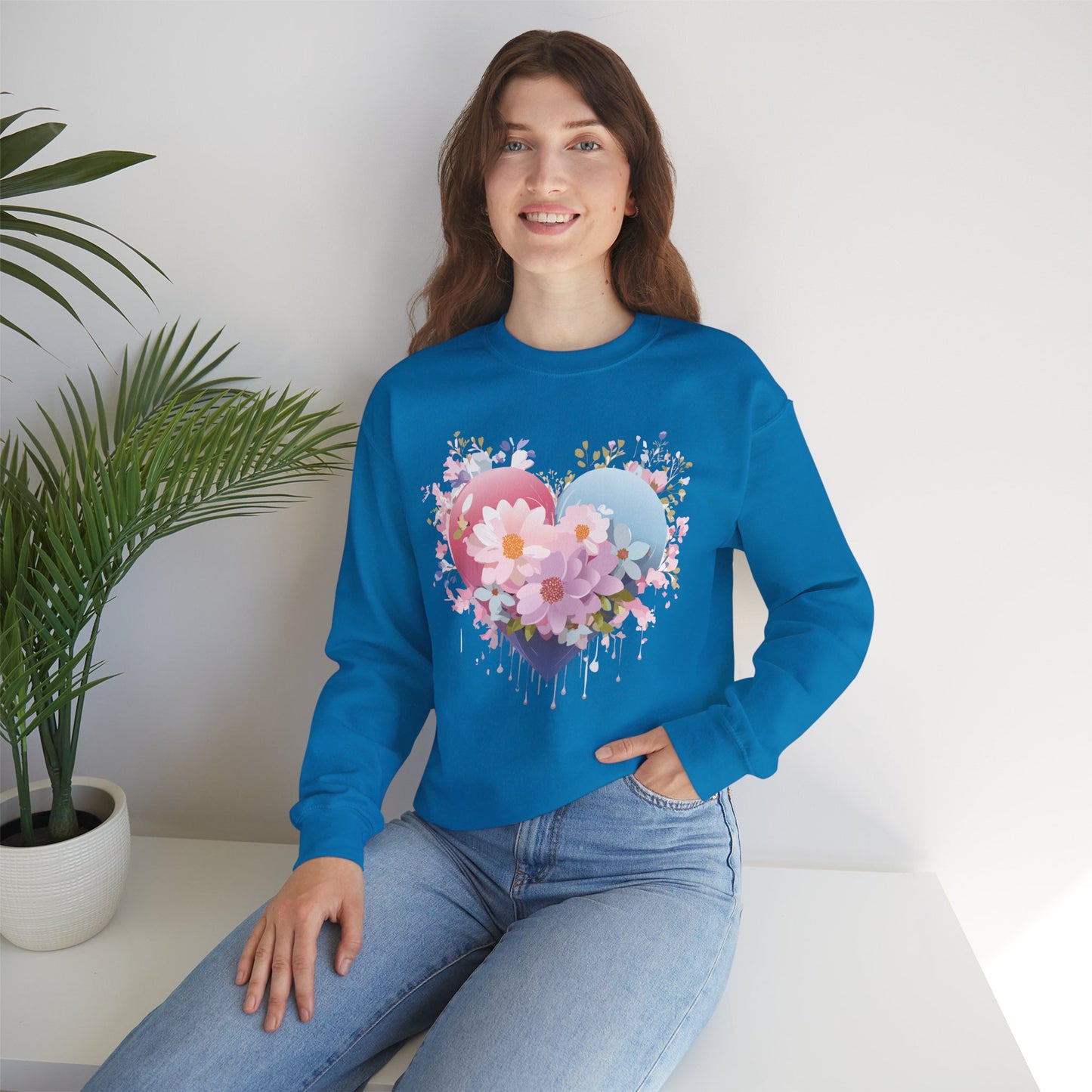 Floral Heart Sweatshirt, Floral Love Sweatshirt, Valentine's Day Sweatshirt, Heart Floral Sweatshirt