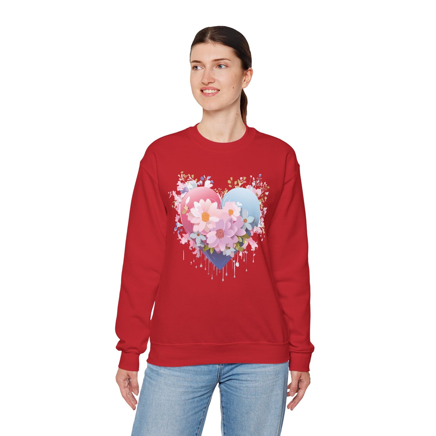 Floral Heart Sweatshirt, Floral Love Sweatshirt, Valentine's Day Sweatshirt, Heart Floral Sweatshirt