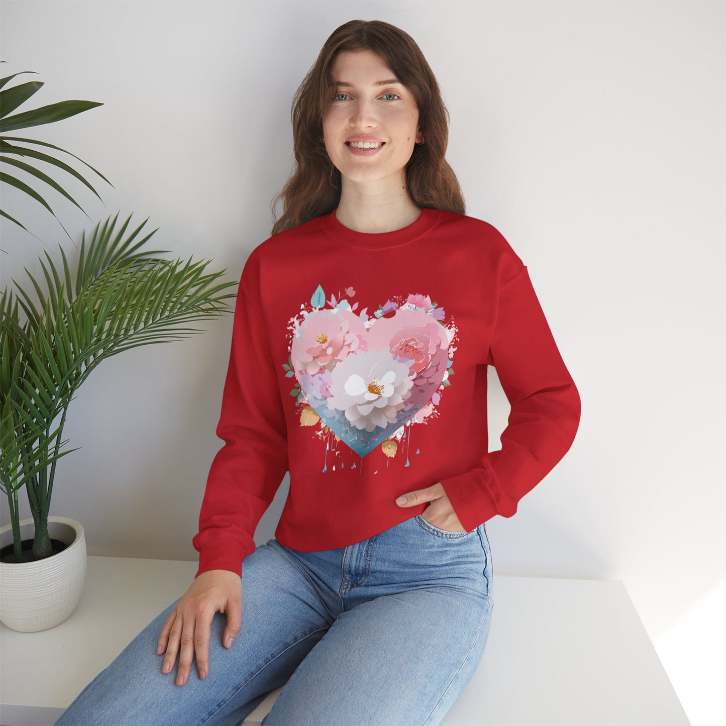 Floral Heart Sweatshirt, Floral Love Sweatshirt, Valentine's Day Sweatshirt, Heart Floral Sweatshirt