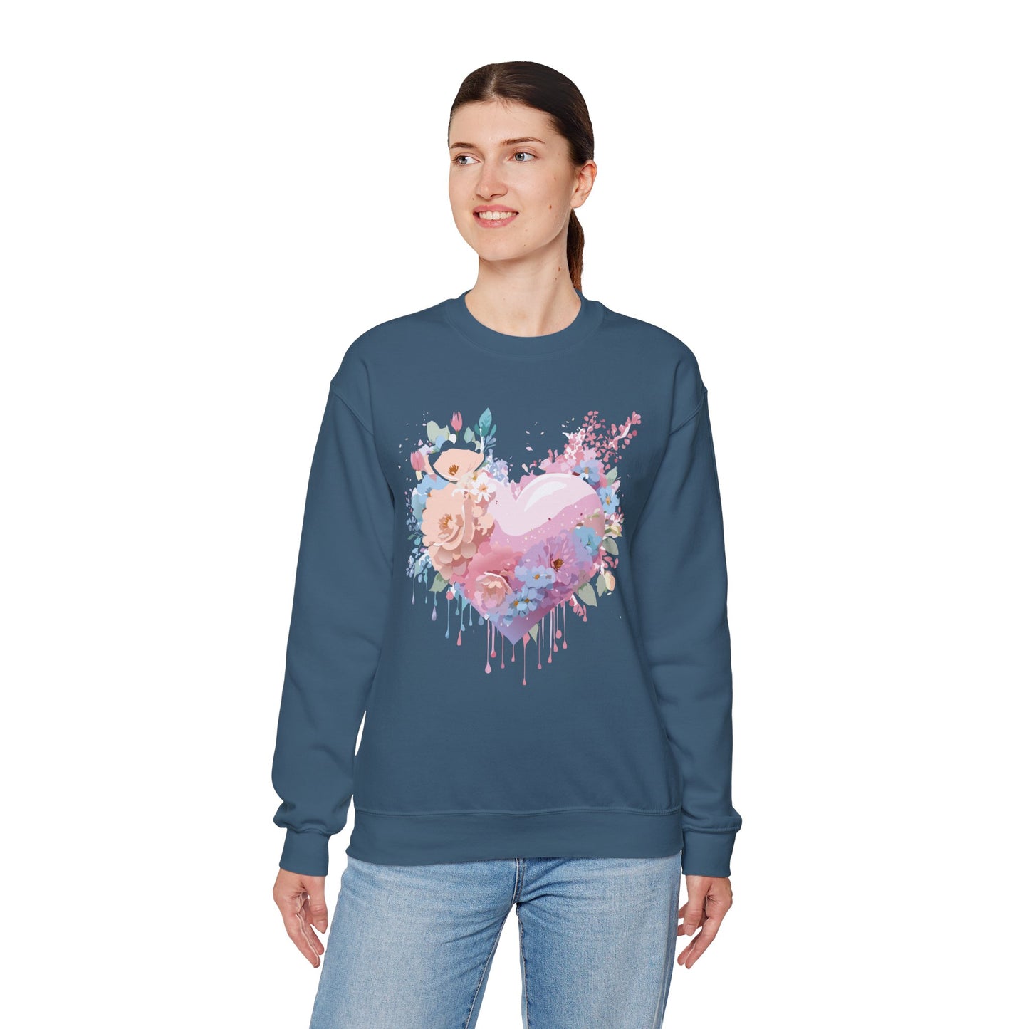 Floral Heart Sweatshirt, Floral Love Sweatshirt, Valentine's Day Sweatshirt, Heart Floral Sweatshirt