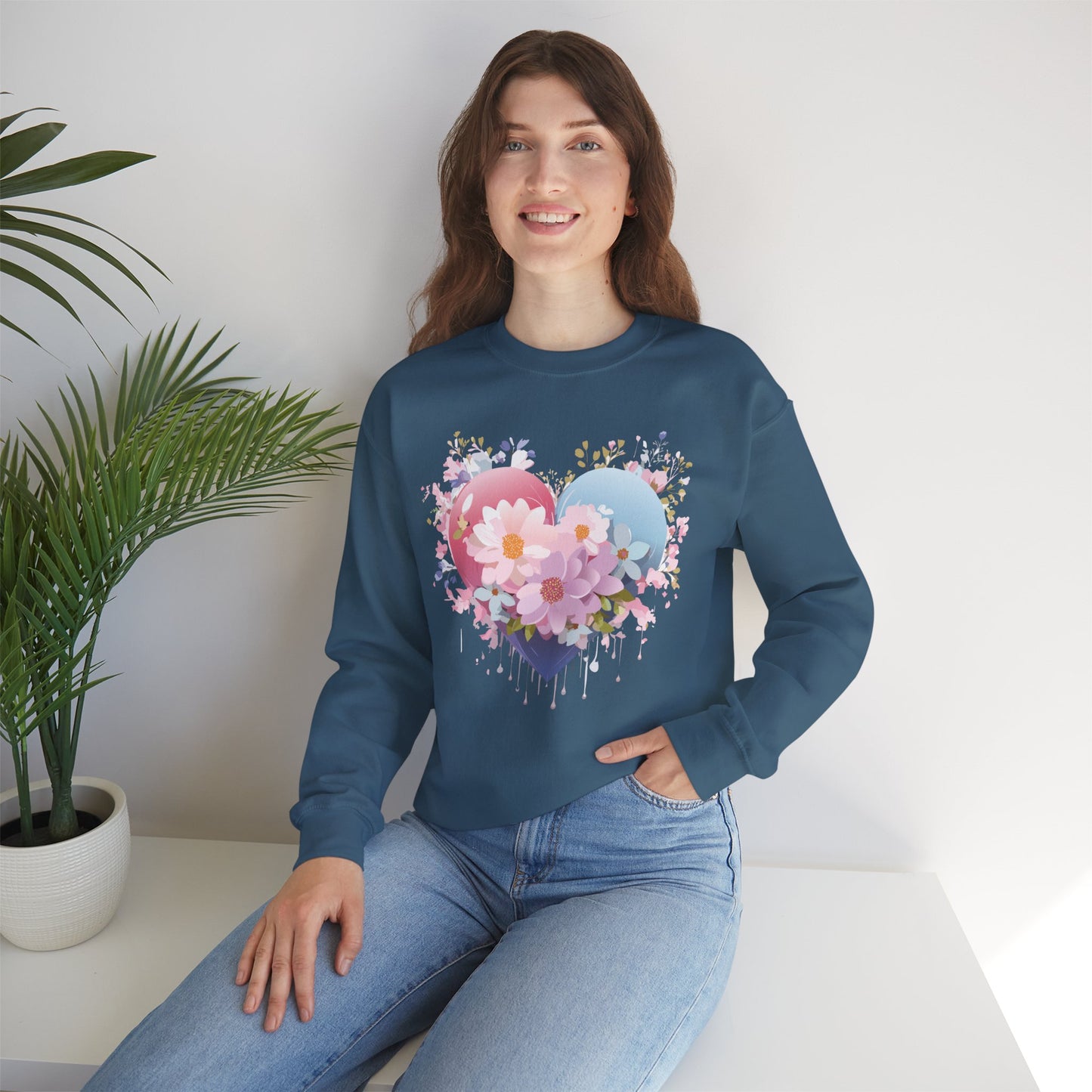 Floral Heart Sweatshirt, Floral Love Sweatshirt, Valentine's Day Sweatshirt, Heart Floral Sweatshirt