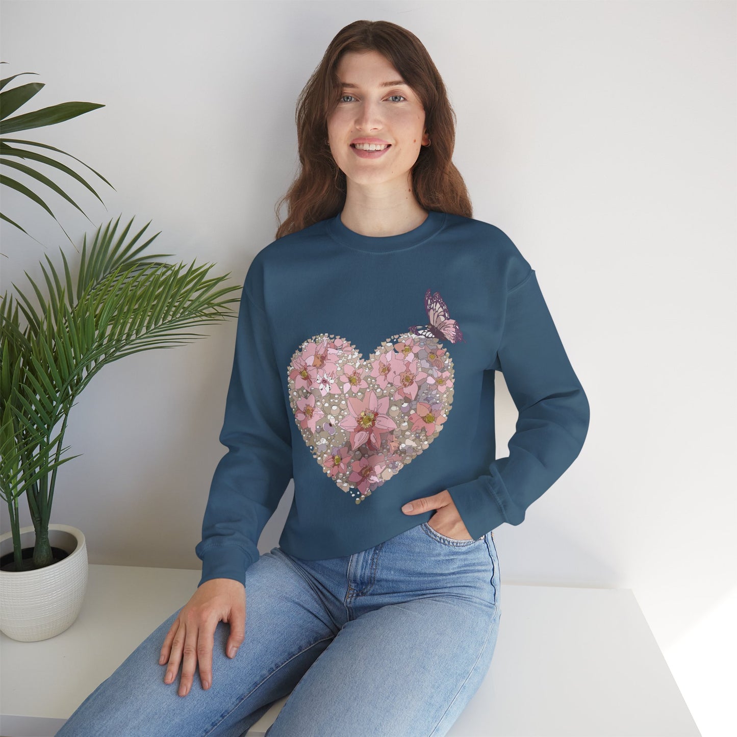 Floral Heart Sweatshirt, Floral Love Sweatshirt, Valentine's Day Sweatshirt, Heart Floral Sweatshirt