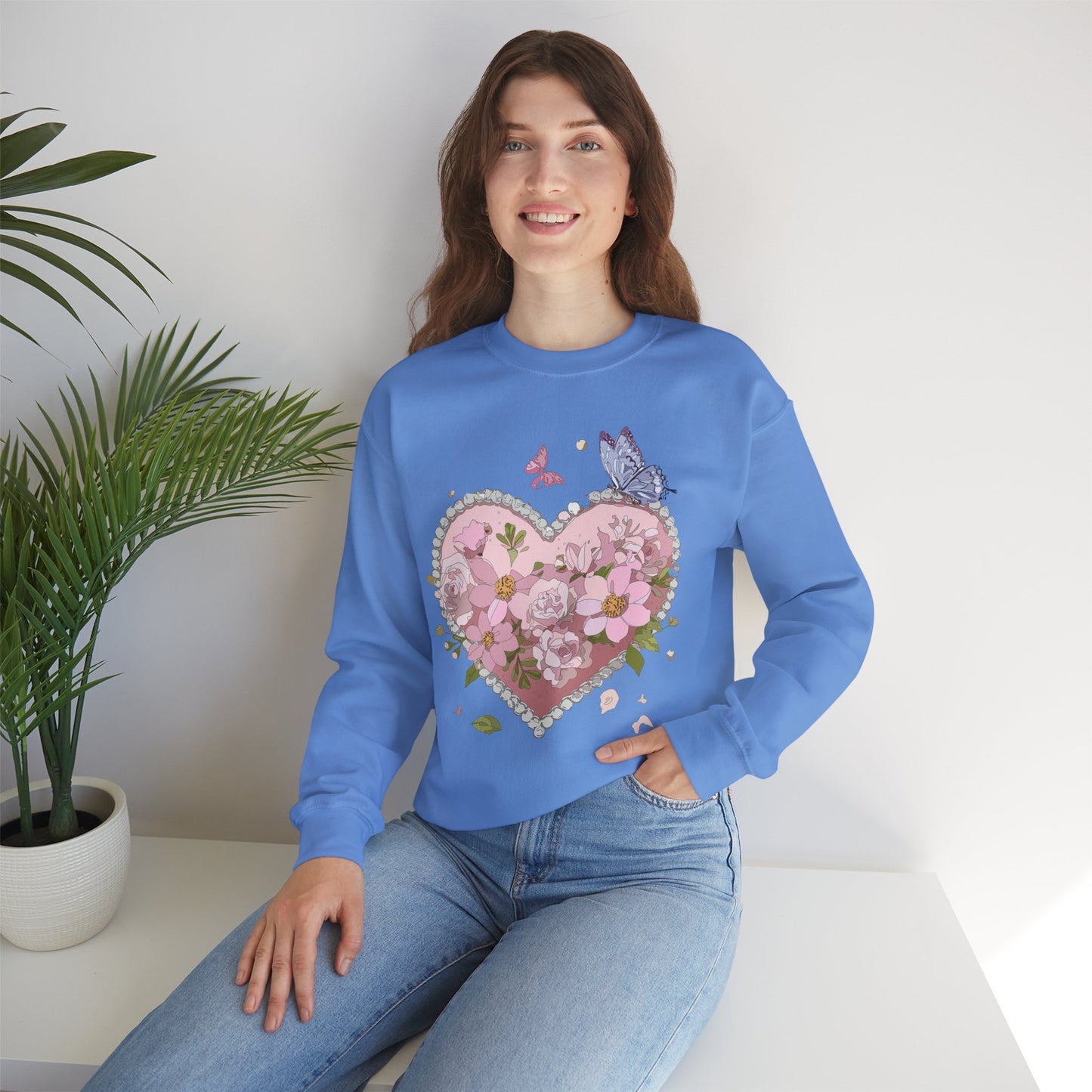 Floral Heart Sweatshirt, Floral Love Sweatshirt, Valentine's Day Sweatshirt, Heart Floral Sweatshirt