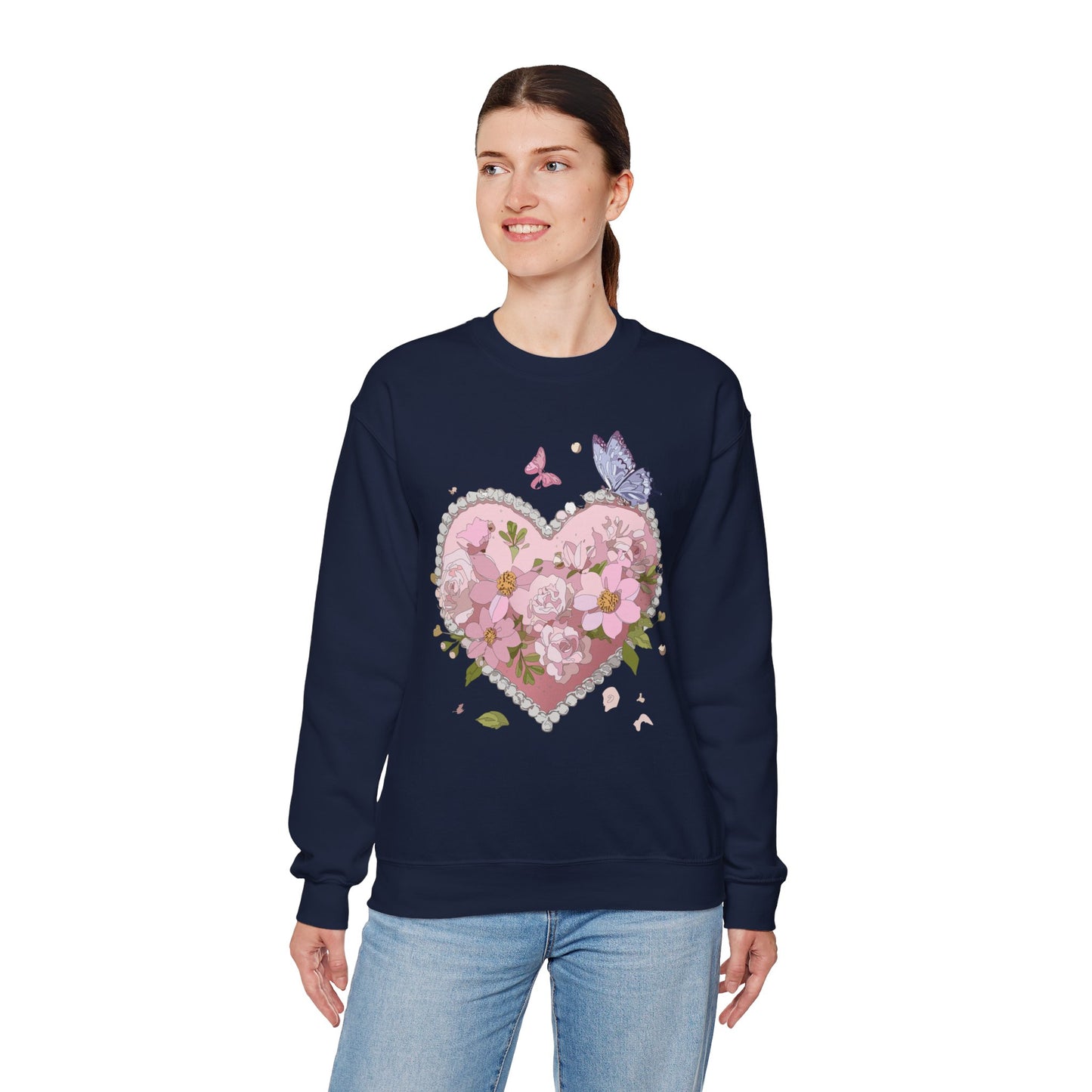 Floral Heart Sweatshirt, Floral Love Sweatshirt, Valentine's Day Sweatshirt, Heart Floral Sweatshirt