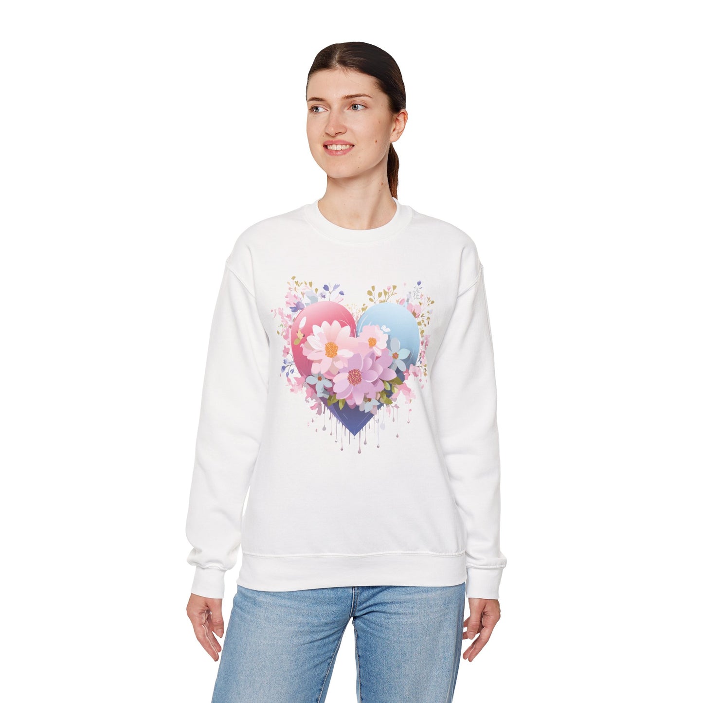 Floral Heart Sweatshirt, Floral Love Sweatshirt, Valentine's Day Sweatshirt, Heart Floral Sweatshirt